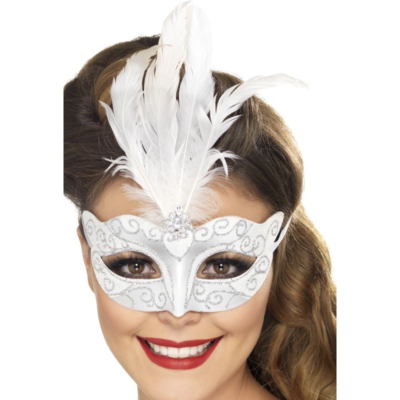 Bild på Venetiansk Silver Mask med Glitter