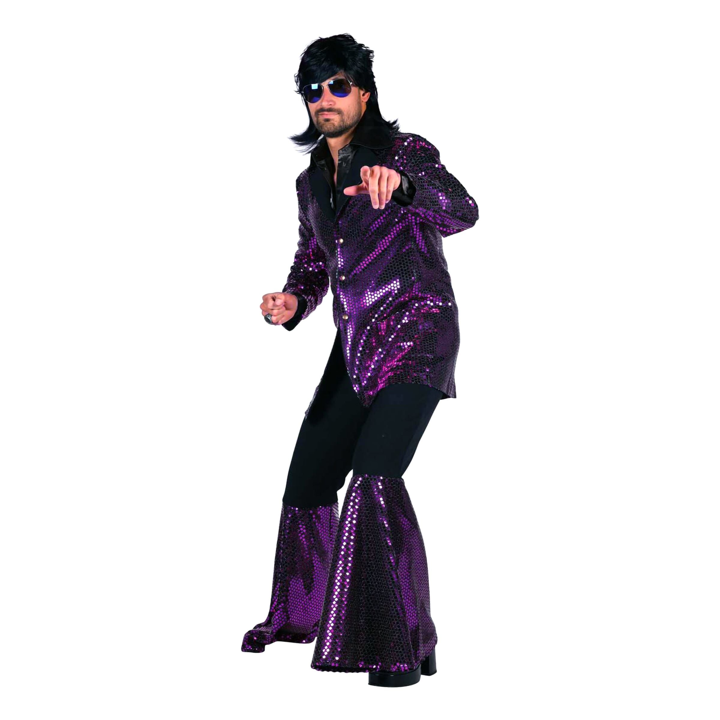 Bild föreställande produkten 70-tals Disco Kostym Lila Maskeraddräkt Deluxe – XX-Large