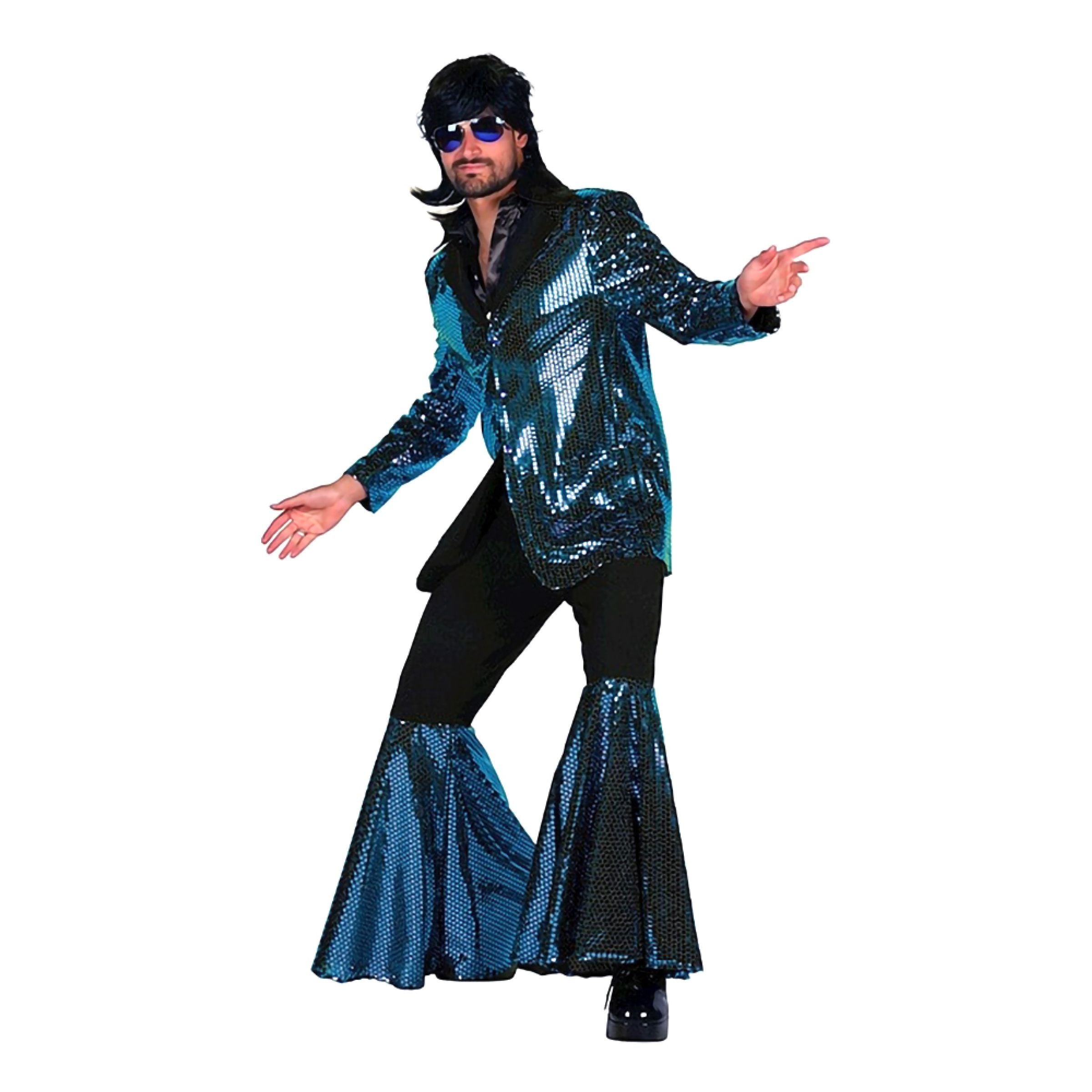 Bild föreställande produkten 70-tals Disco Kostym Turkos Maskeraddräkt Deluxe – Large