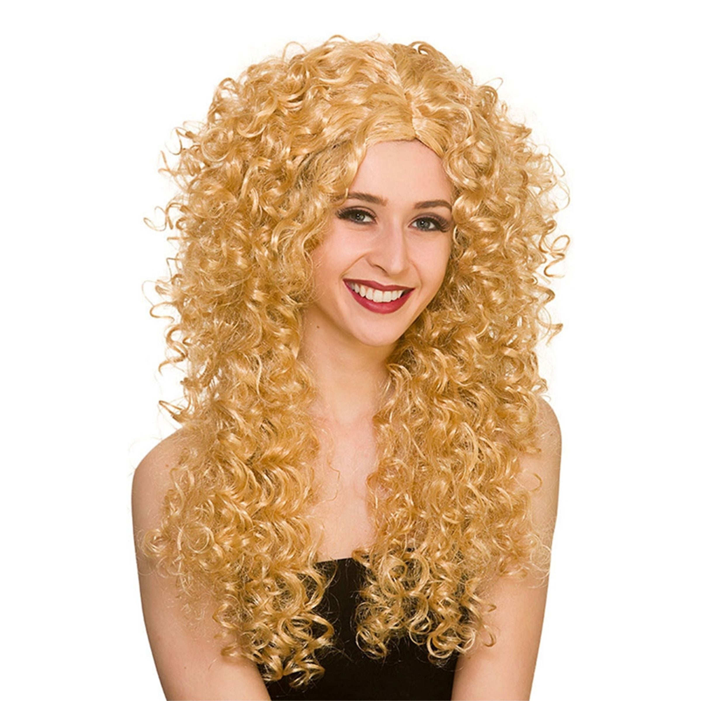 Bild föreställande produkten 80-tals Lång Lockig Blond Peruk – One size