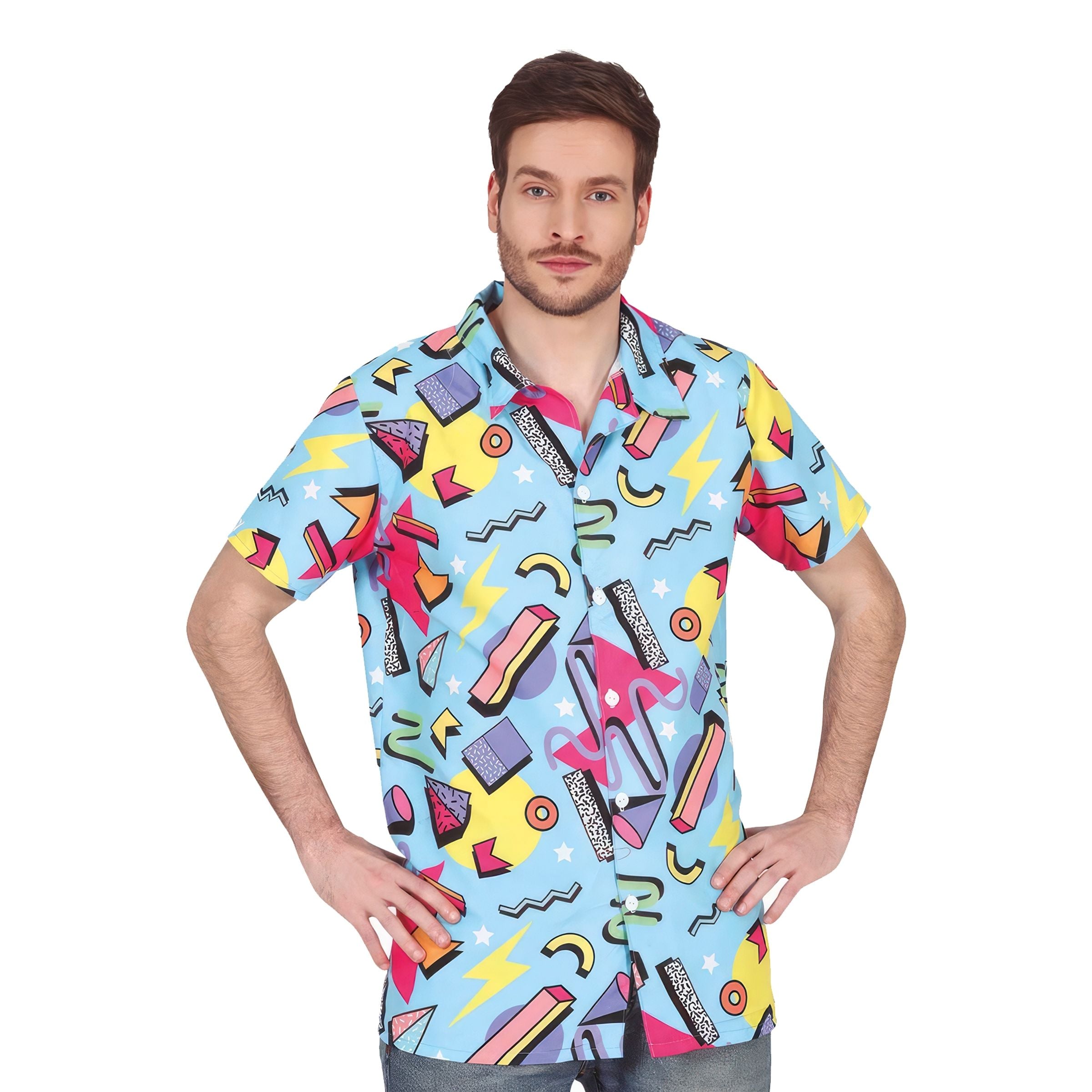 Bild föreställande produkten 80-tals Skjorta Blå med Mönster – Large