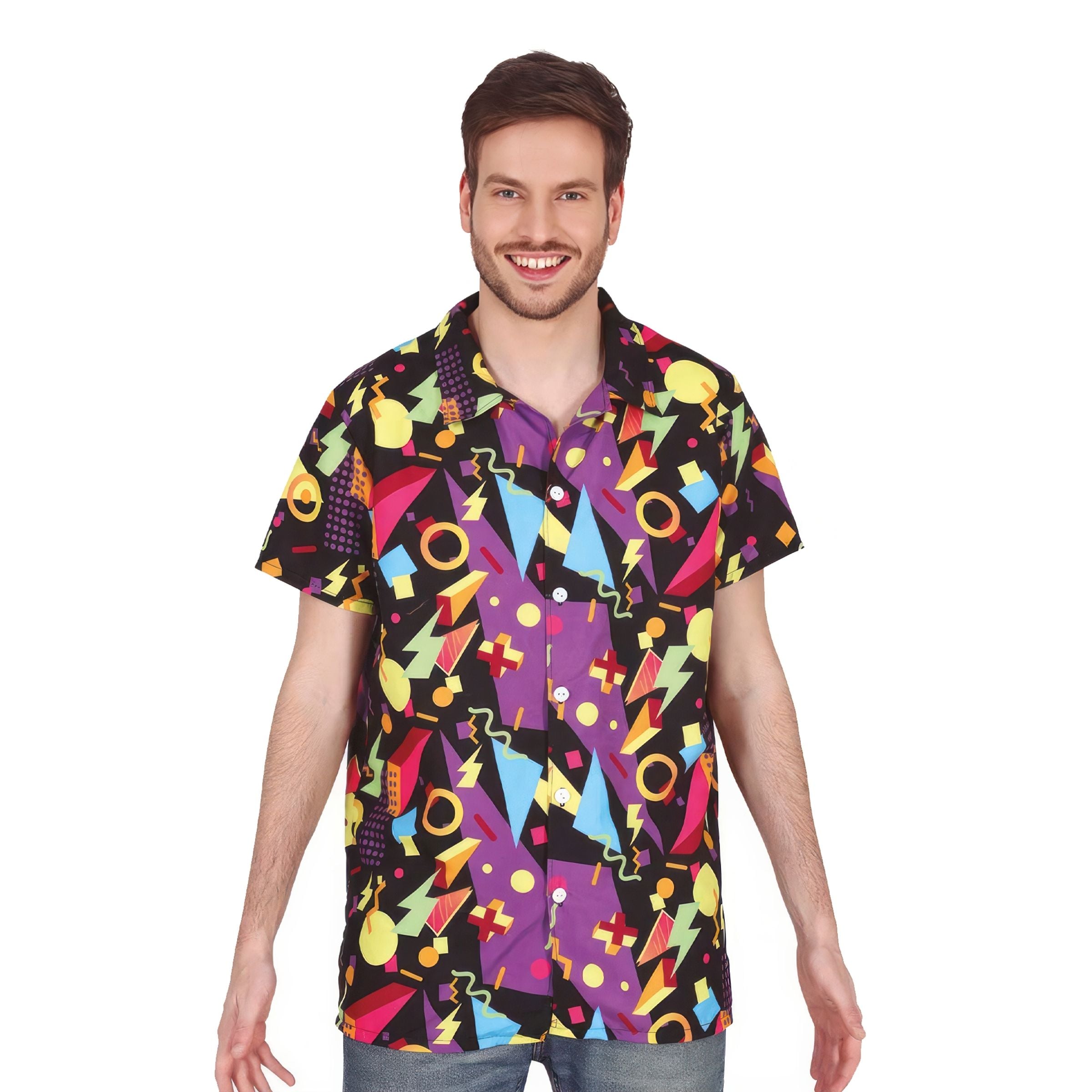 Bild föreställande produkten 80-tals Skjorta Svart med Mönster – Medium