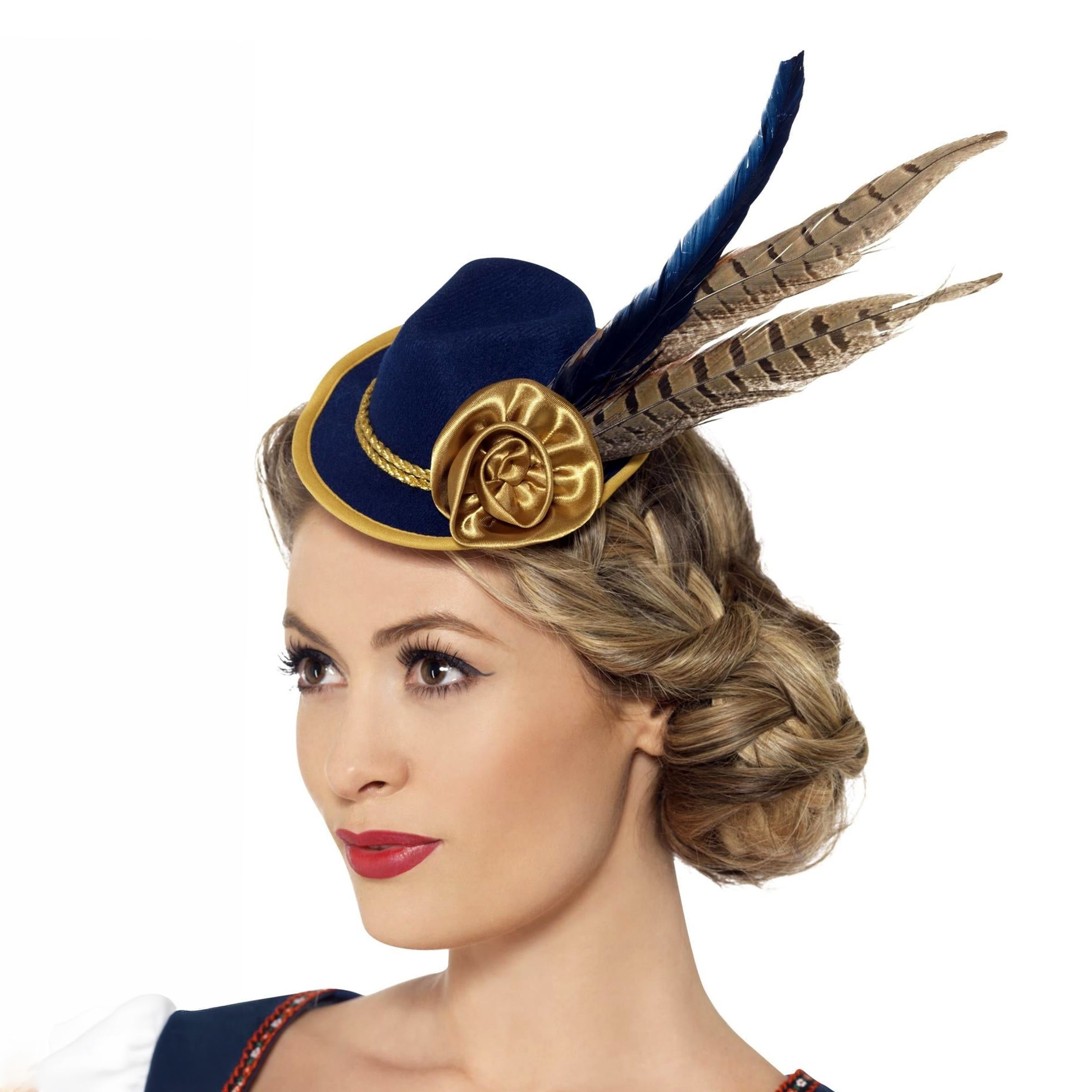 Bild föreställande produkten Autentisk Bavarian Oktoberfest Minihatt Blå – One size