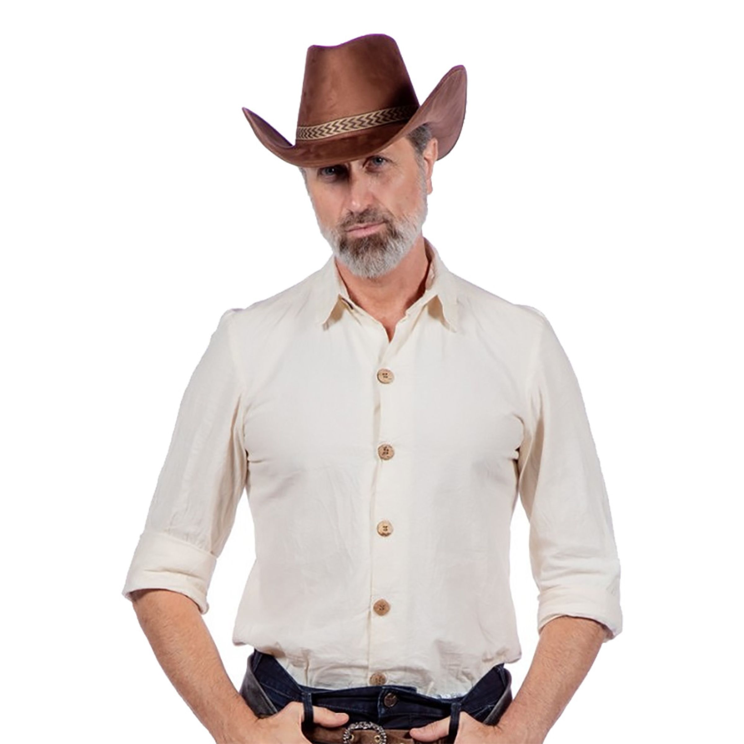 Bild föreställande produkten Autentisk Western Skjorta Herr Naturvit – 54