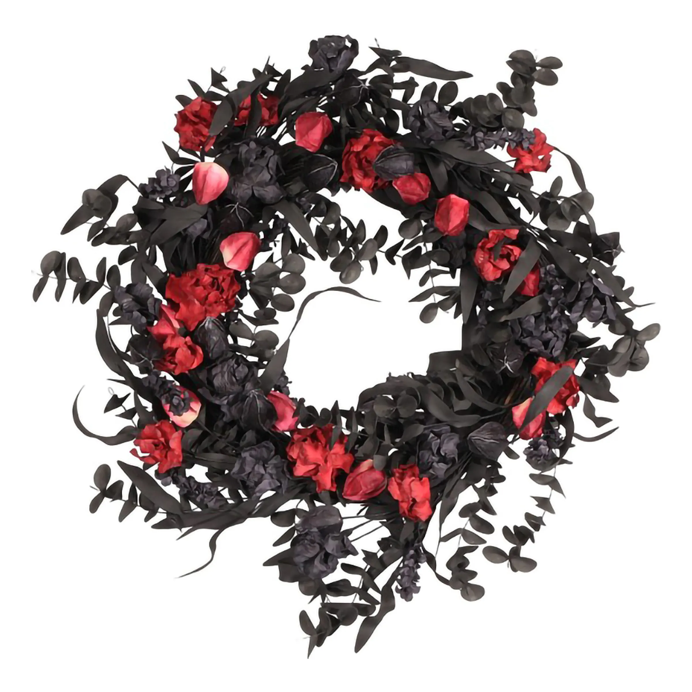 Bild föreställande produkten Blomsterkrans Halloween Svart/Röd