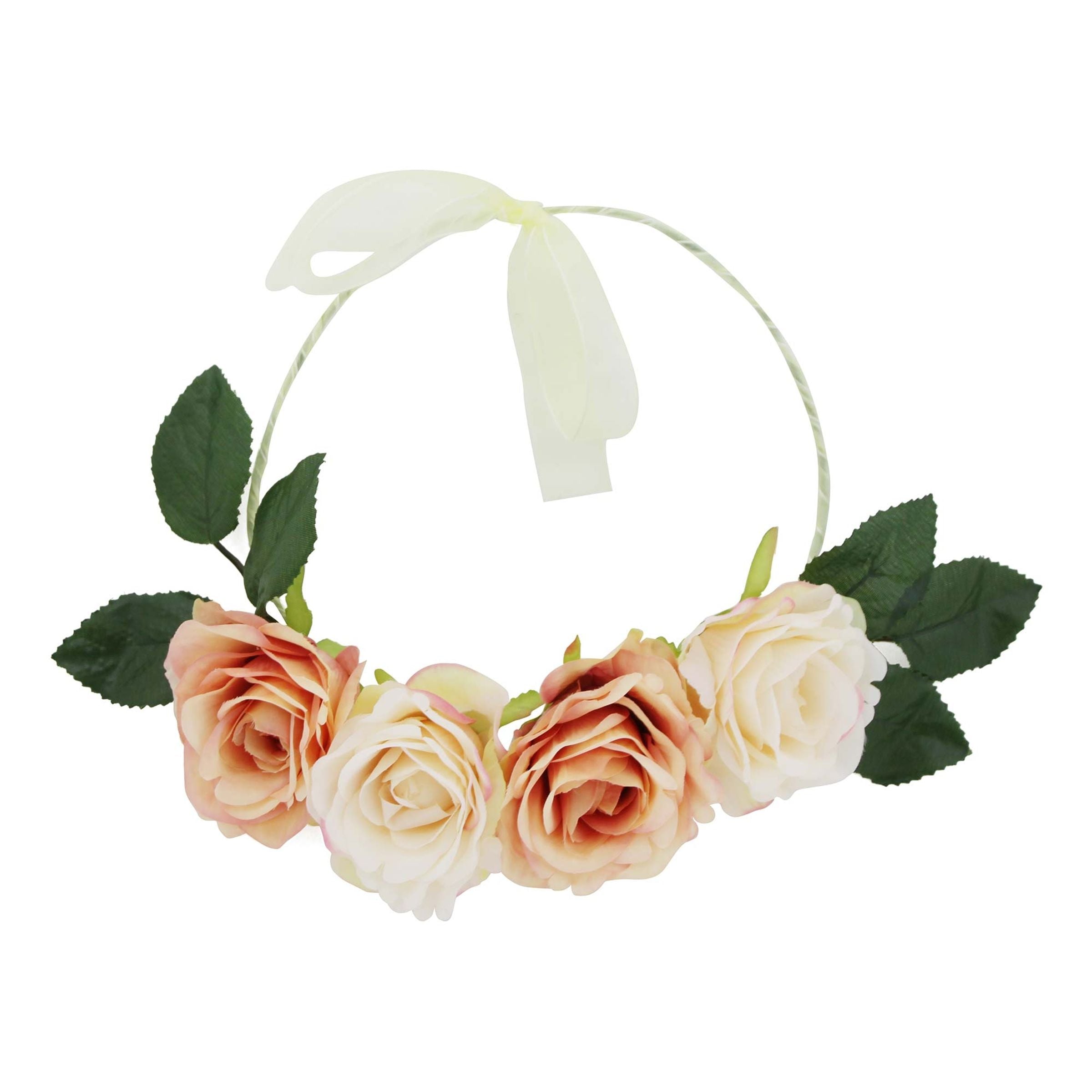Bild föreställande produkten Blomsterkrans Rosor Aprikos/Vita – One size