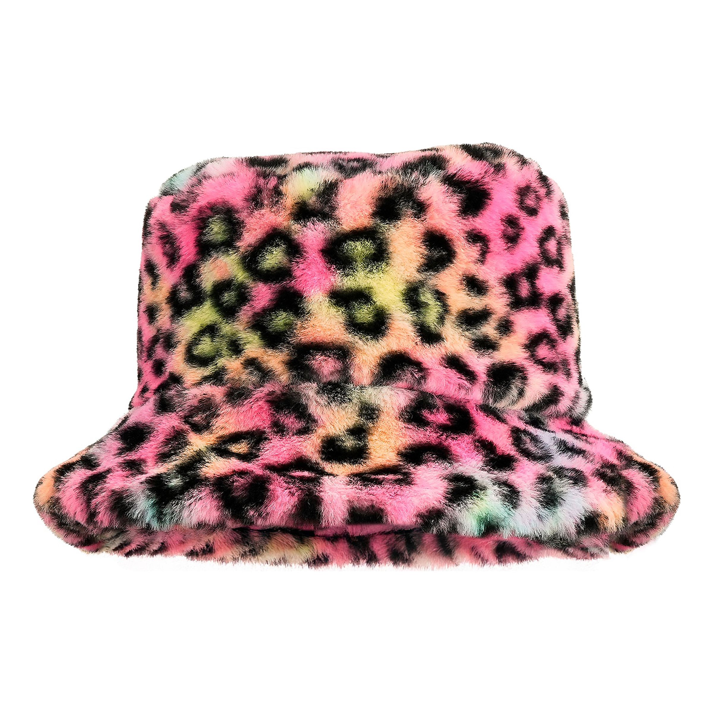 Bild föreställande produkten Bucket Hat i Plysch Leopard Rosa – One size