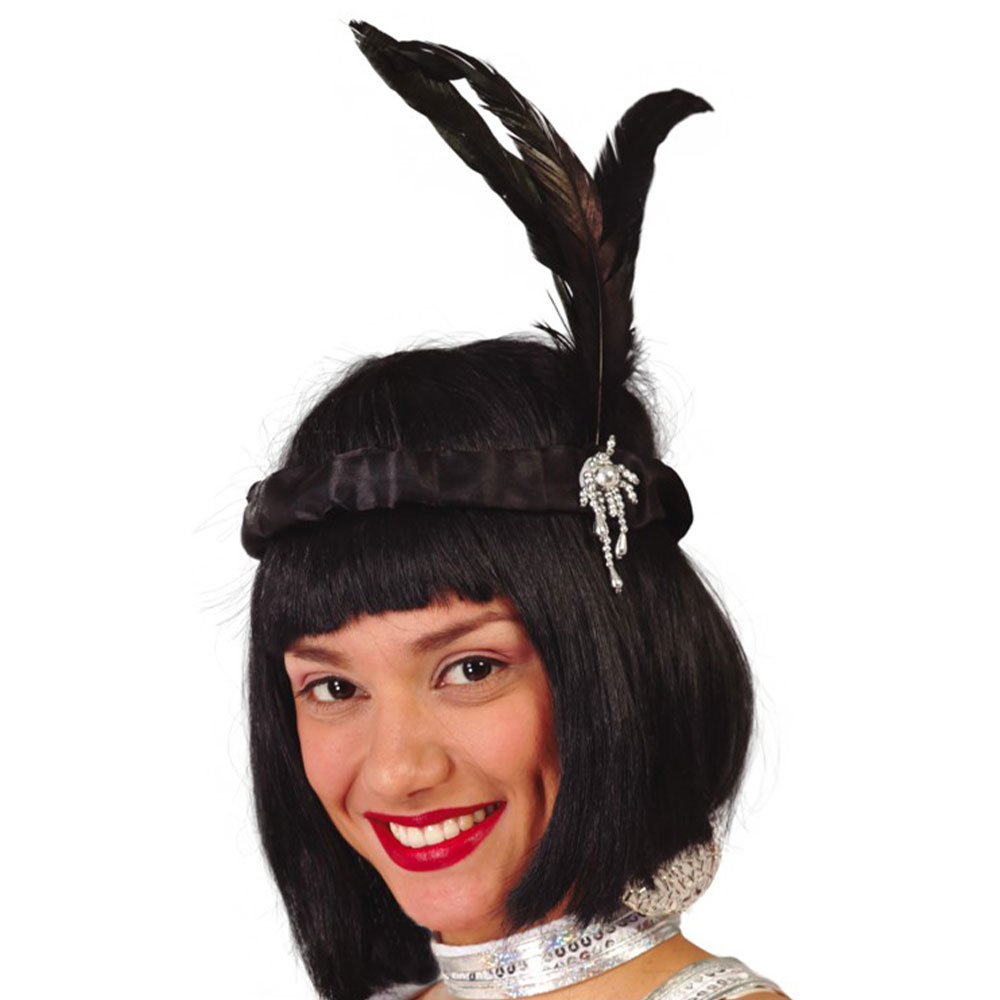 Bild föreställande produkten Charleston Hårband med Fjädrar Svart