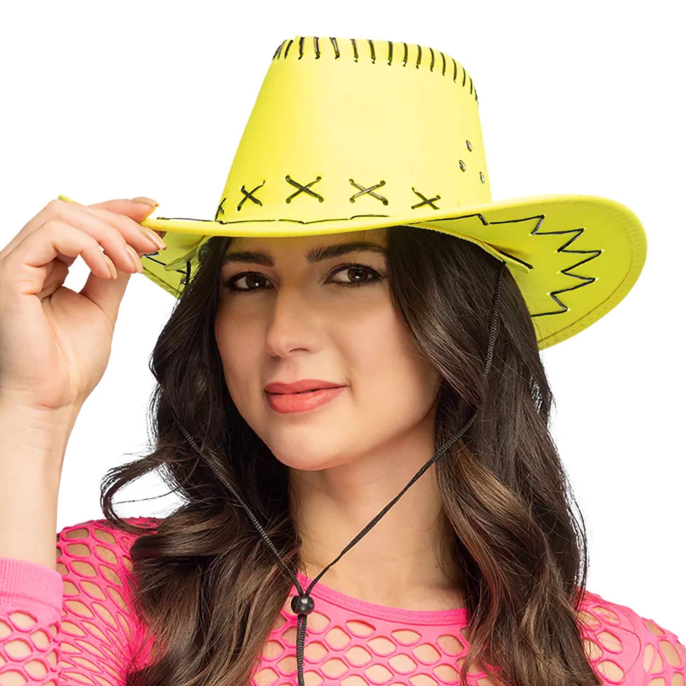 Bild föreställande produkten Cowboyhatt med Sömmar Neongul – One size