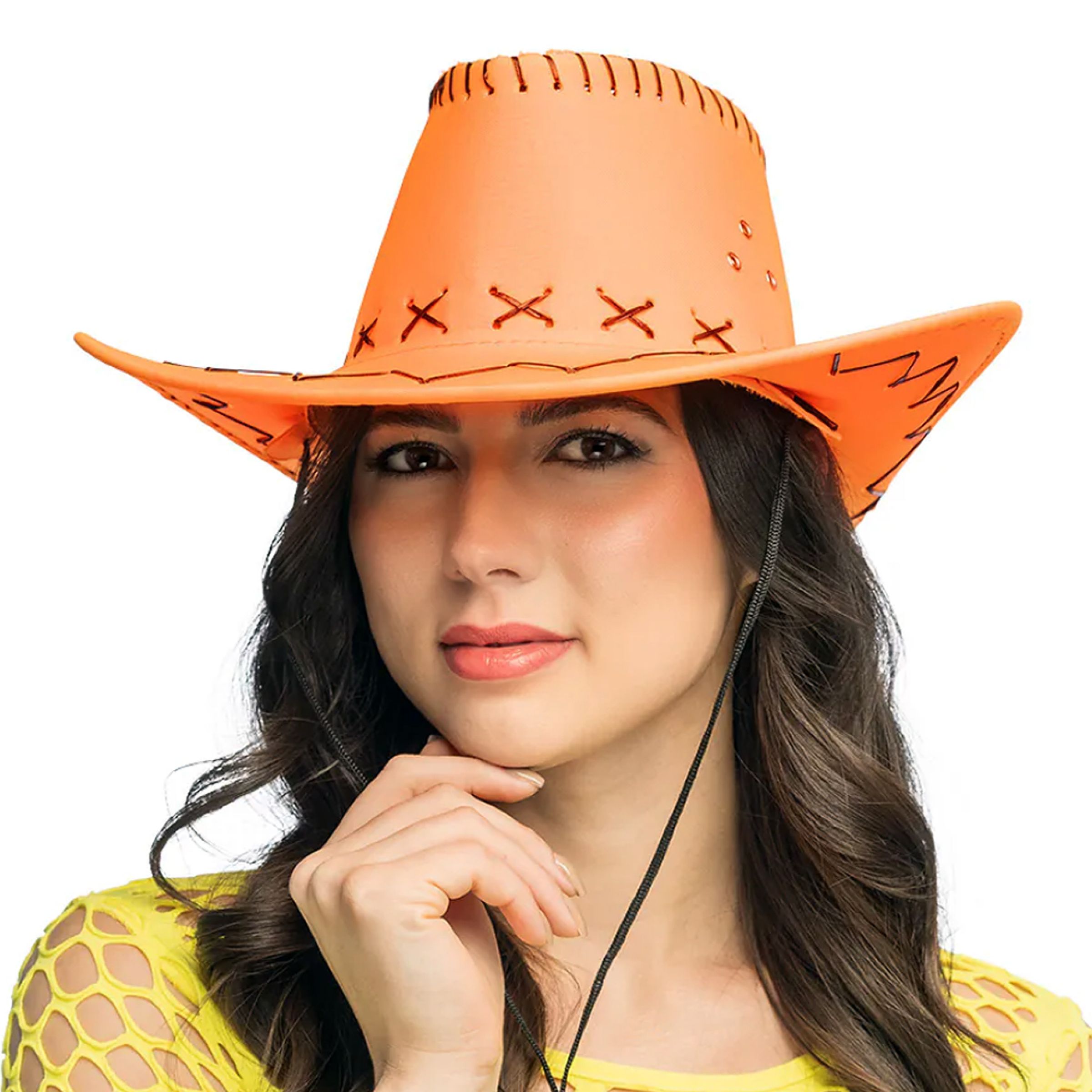 Bild föreställande produkten Cowboyhatt med Sömmar Neonorange – One size