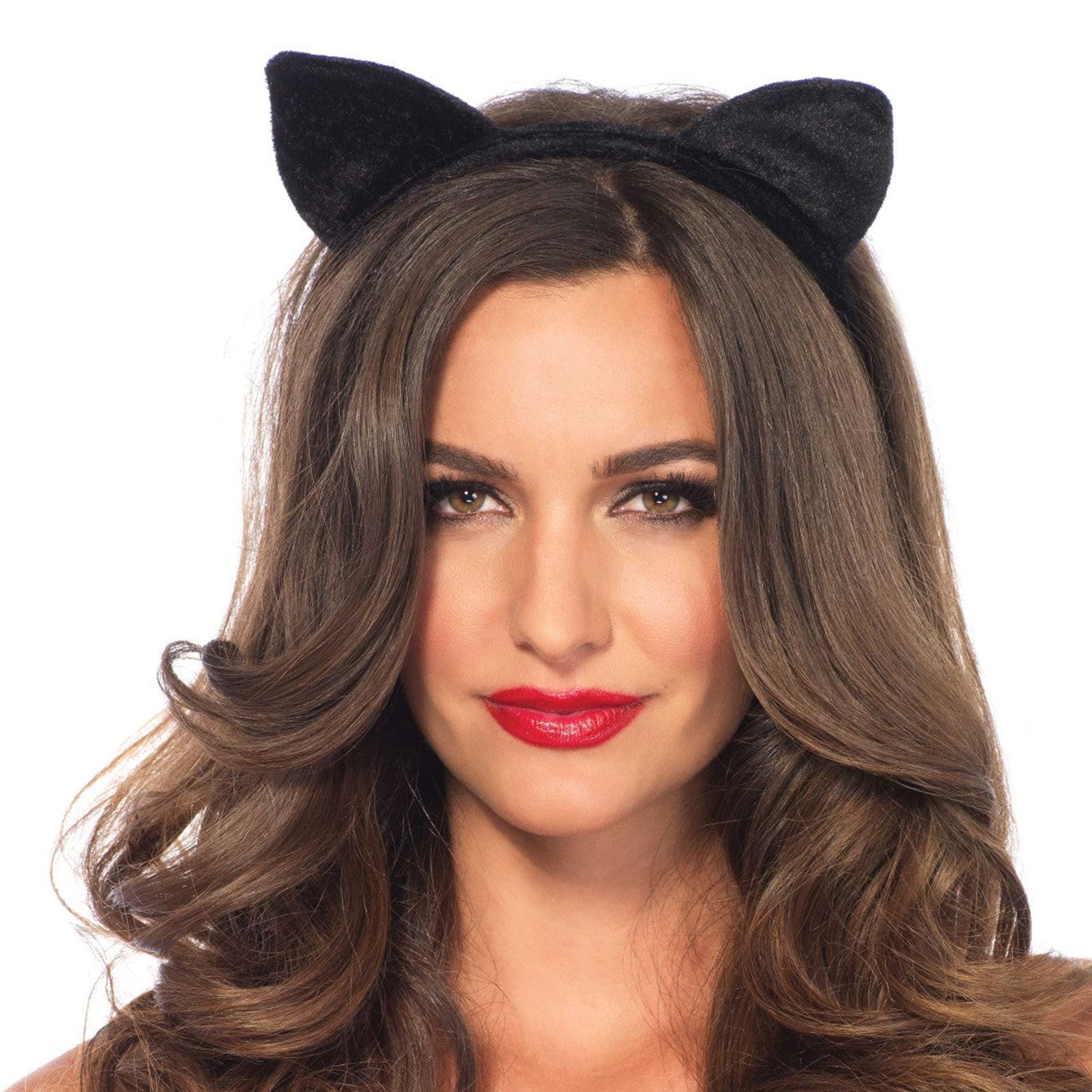 Bild föreställande produkten Diadem Kattöron Svart Sammet Deluxe – One size