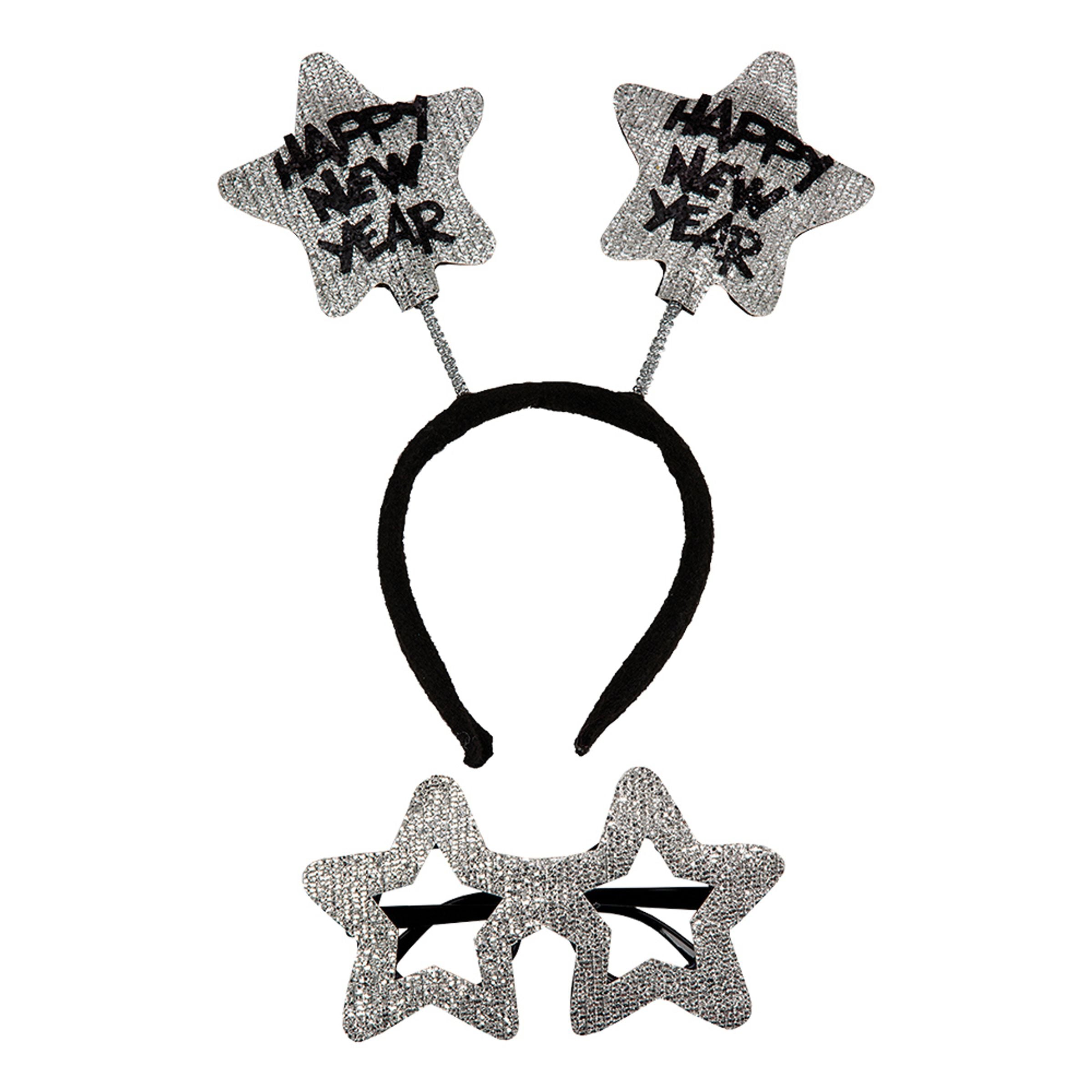Bild föreställande produkten Diadem och Glasögon Happy New Year Silver