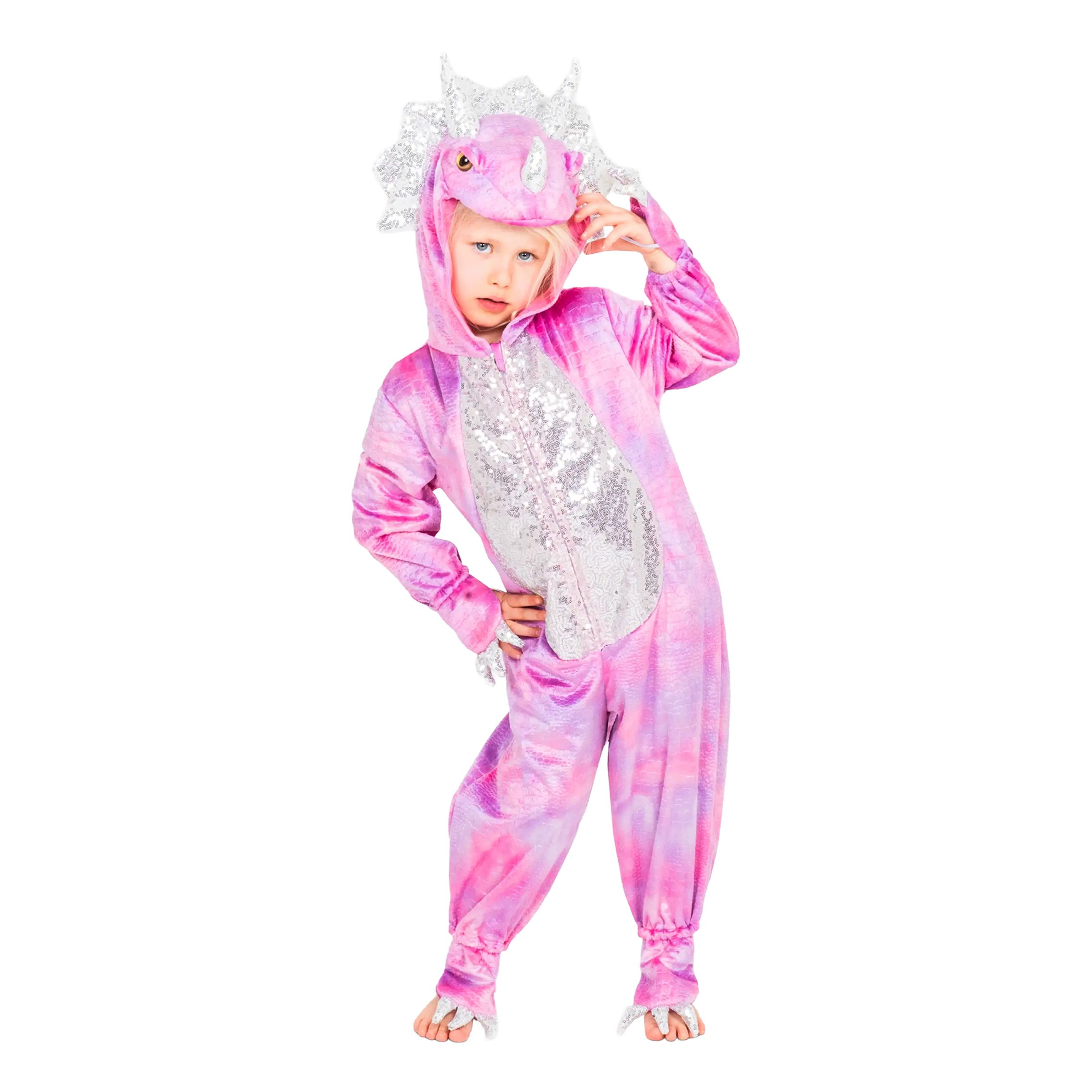 Bild föreställande produkten Disco Dinosaurie Rosa Jumpsuit Barn Maskeraddräkt – Medium