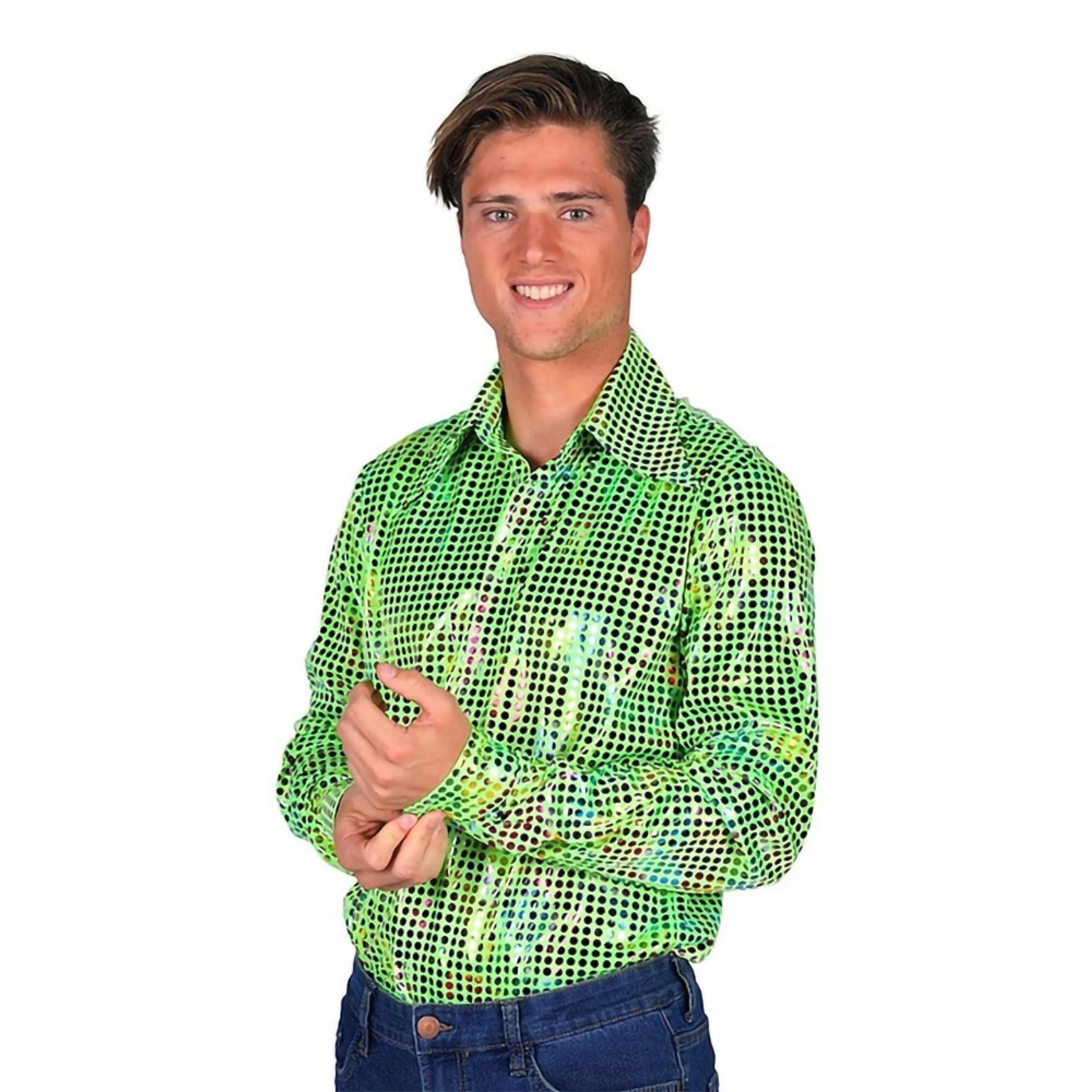 Bild föreställande produkten Disco Skjorta Herr Grön Färgskimrande – Large