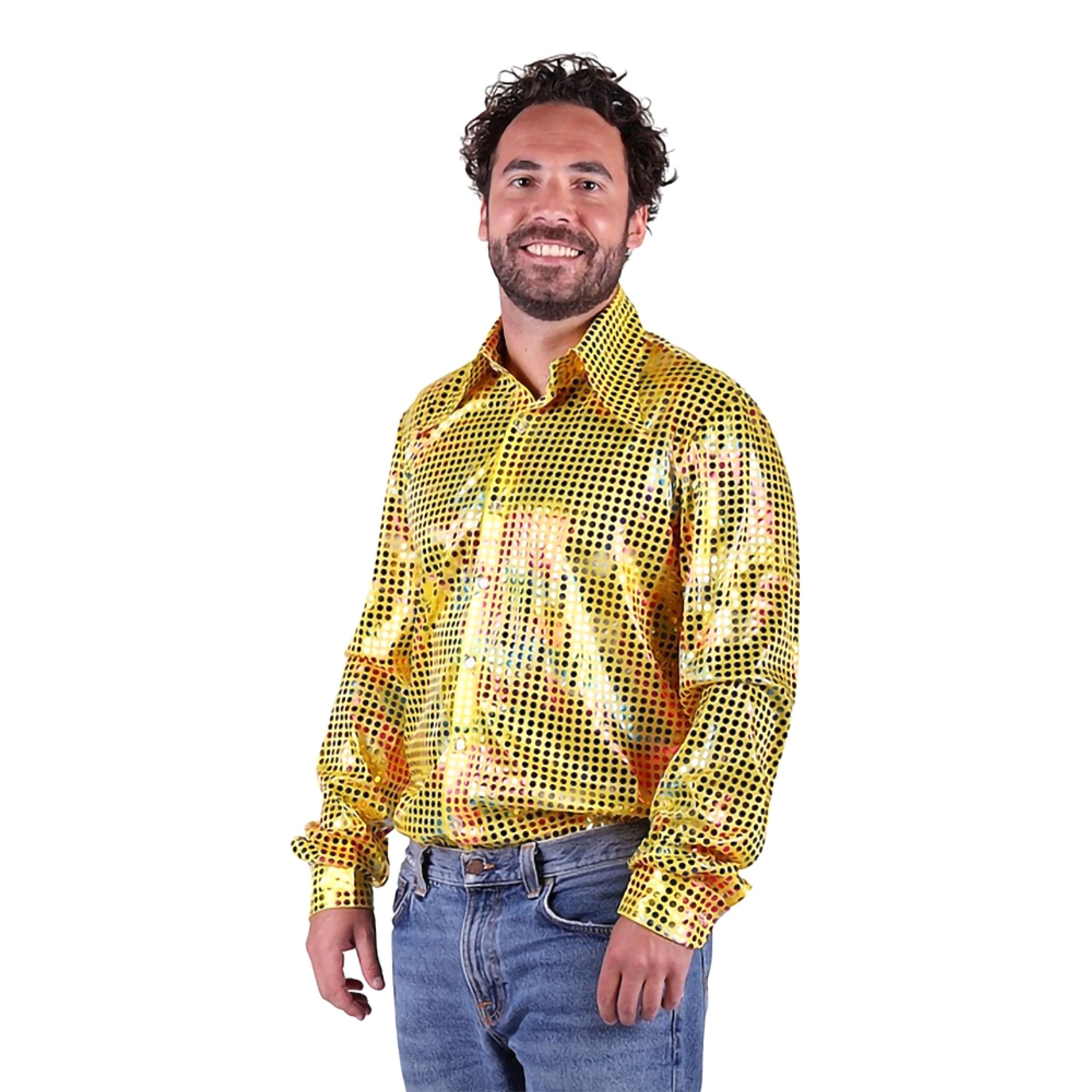 Bild föreställande produkten Disco Skjorta Herr Gul Färgskimrande – Medium