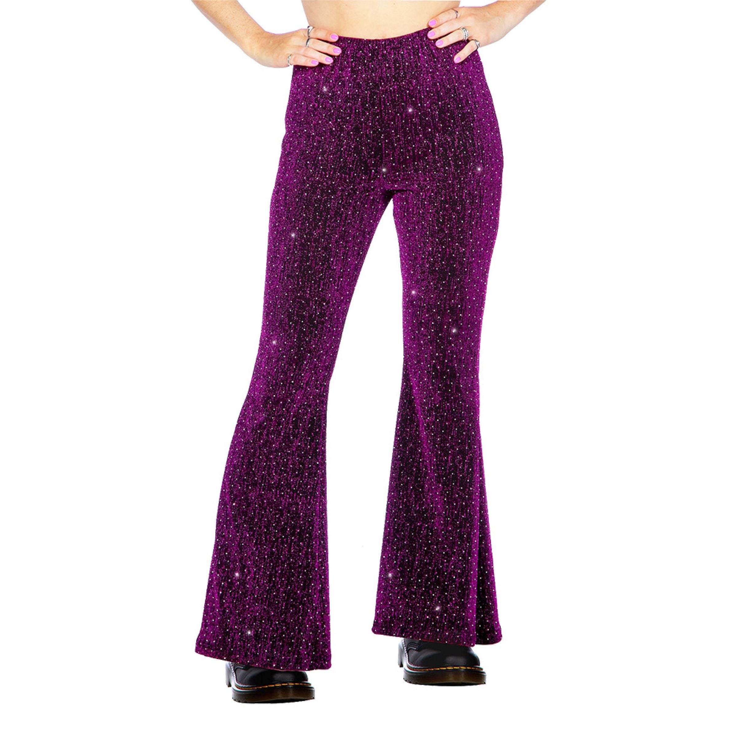 Bild föreställande produkten Discobyxor Utsvängda Glitter Mörkrosa för Barn – 152/164