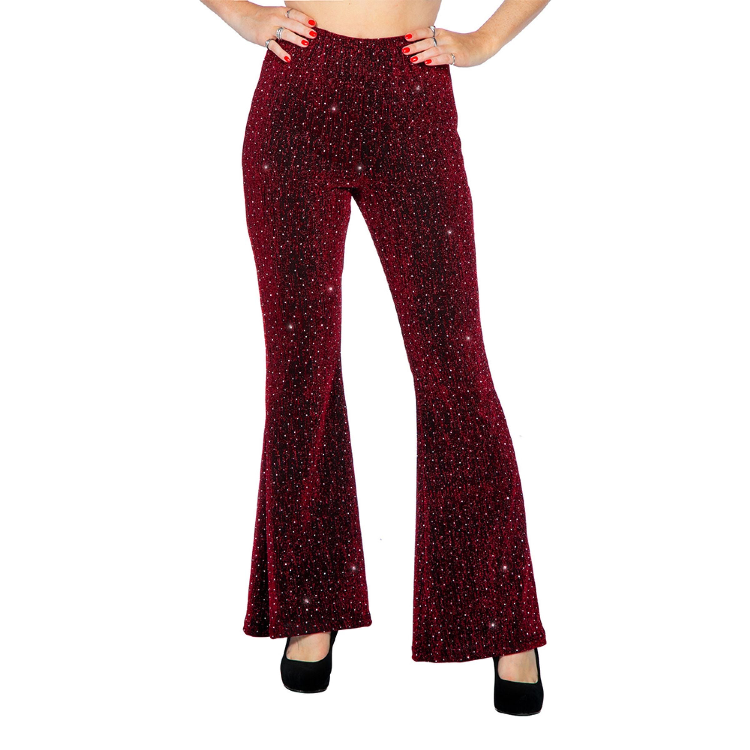 Bild föreställande produkten Discobyxor Utsvängda Glitter Röd Dam – Small