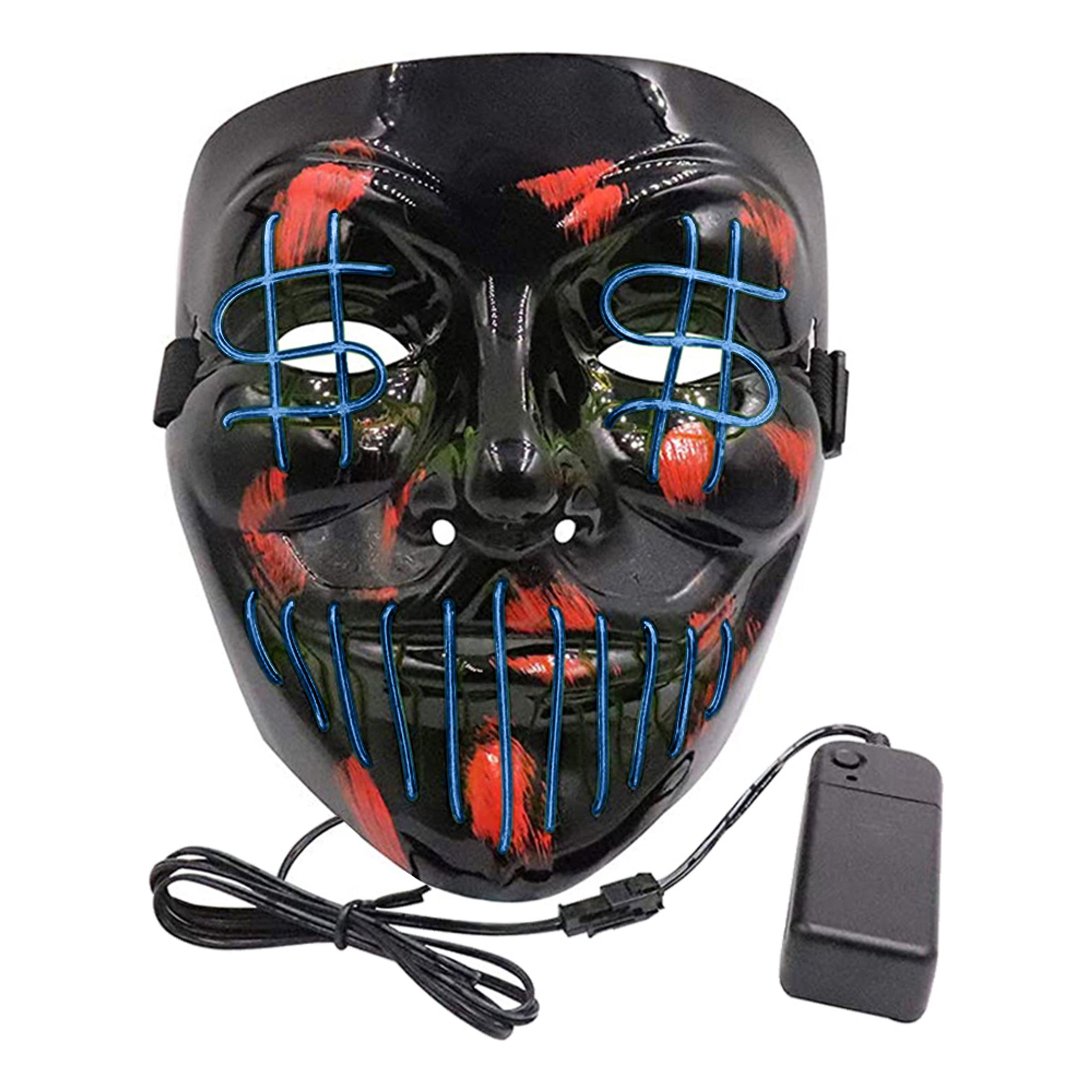 Bild föreställande produkten El Wire Purge Dollarsign LED Mask – Blå