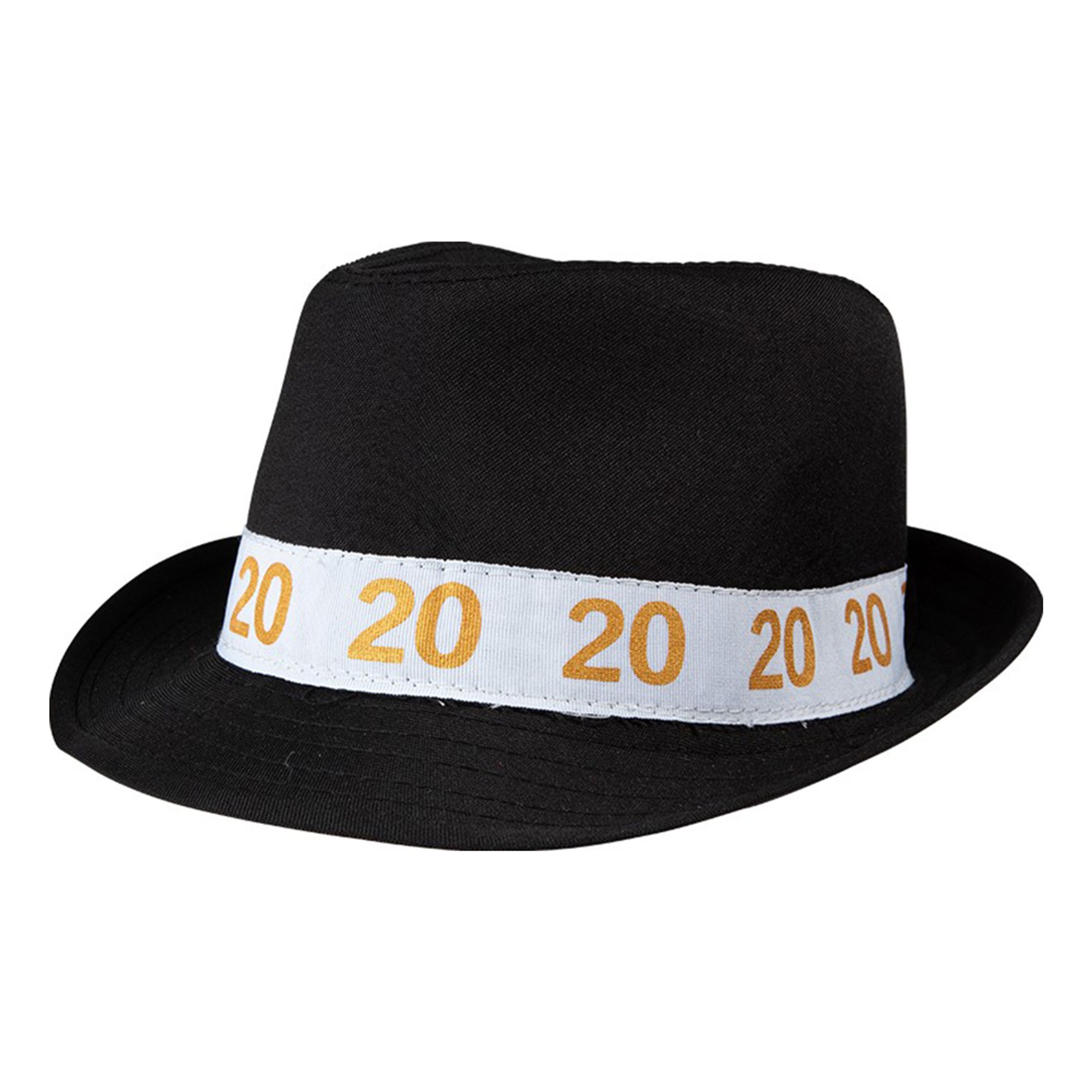 Bild föreställande produkten Fedorahatt Svart med Siffra 20 – One size