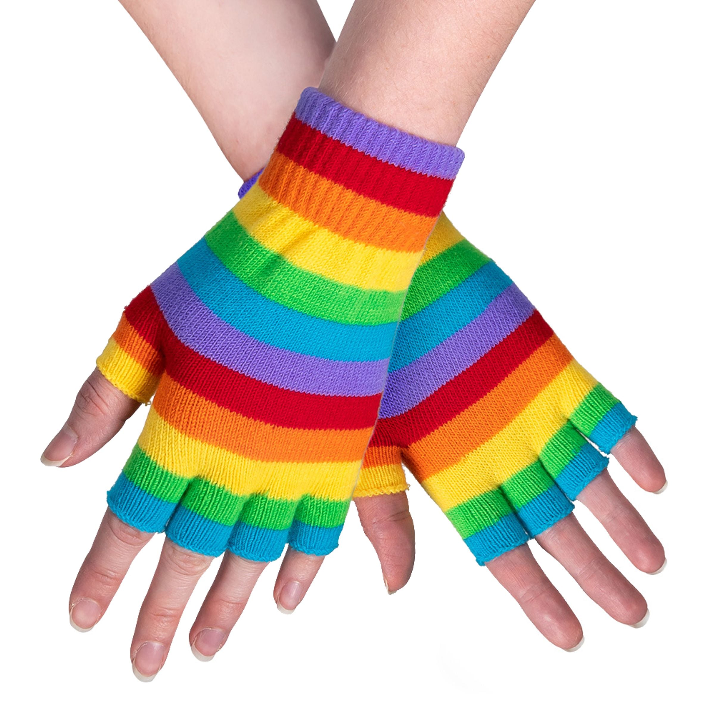 Bild föreställande produkten Fingerlösa Handskar Regnbågsfärgade – One size