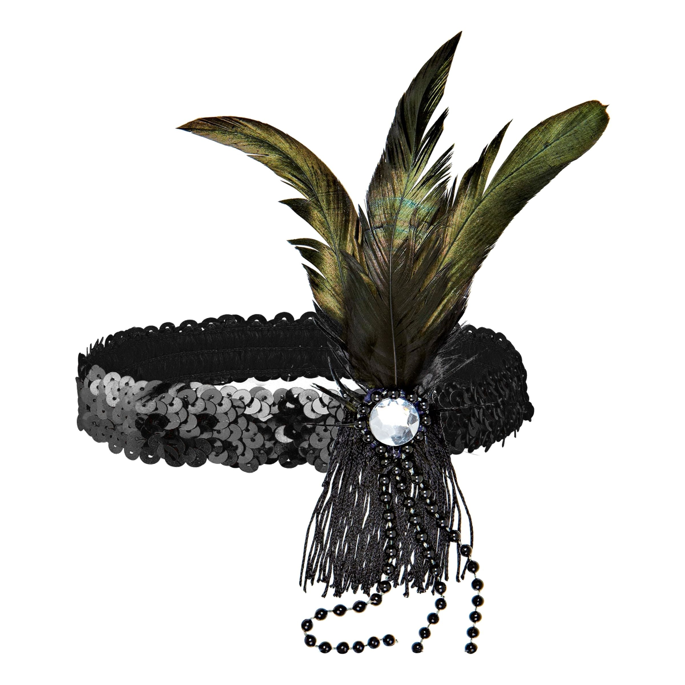 Bild föreställande produkten Flapper Pannband med Fjädrar – Svart