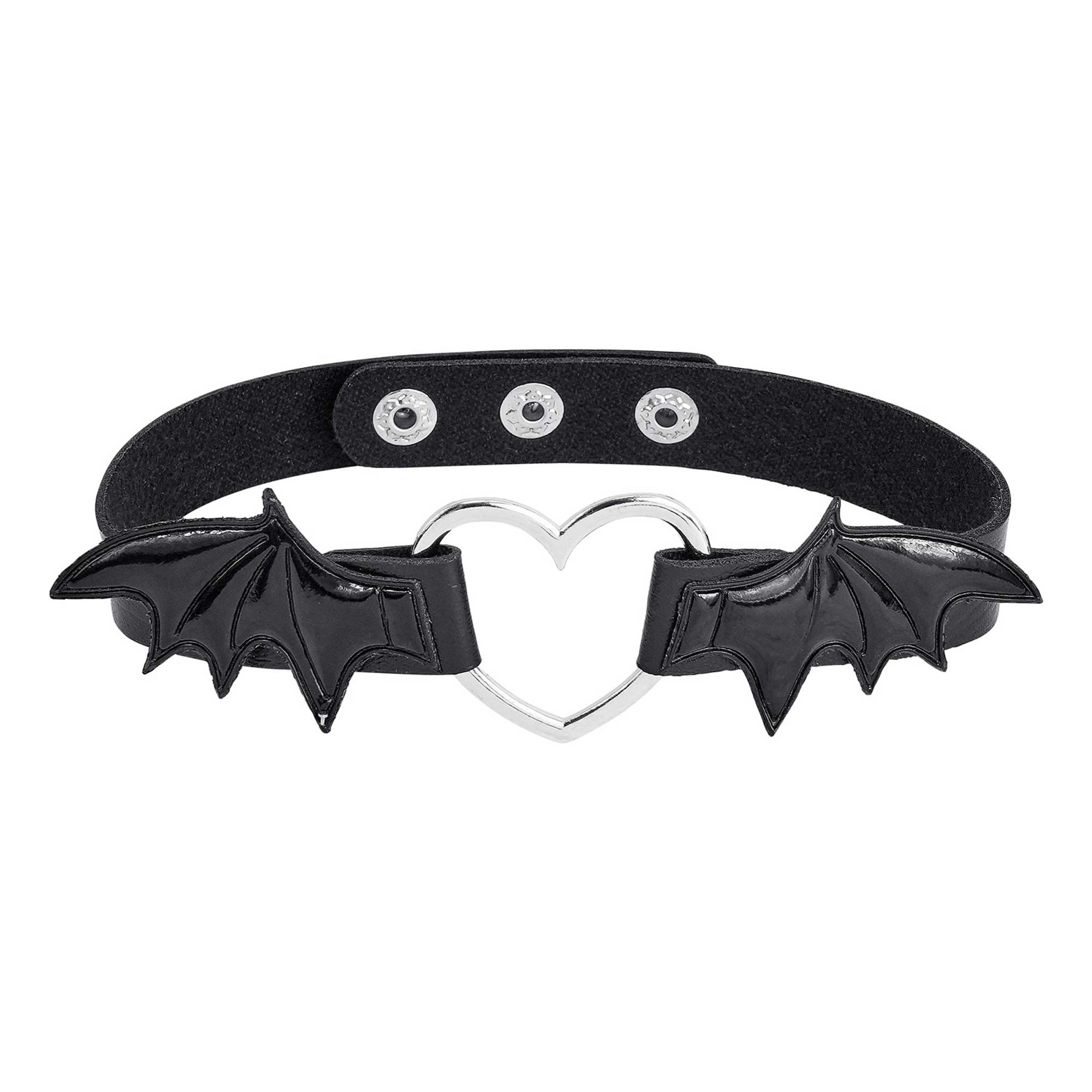 Bild föreställande produkten Halsband Choker med Hjärta Fladdermus – One size