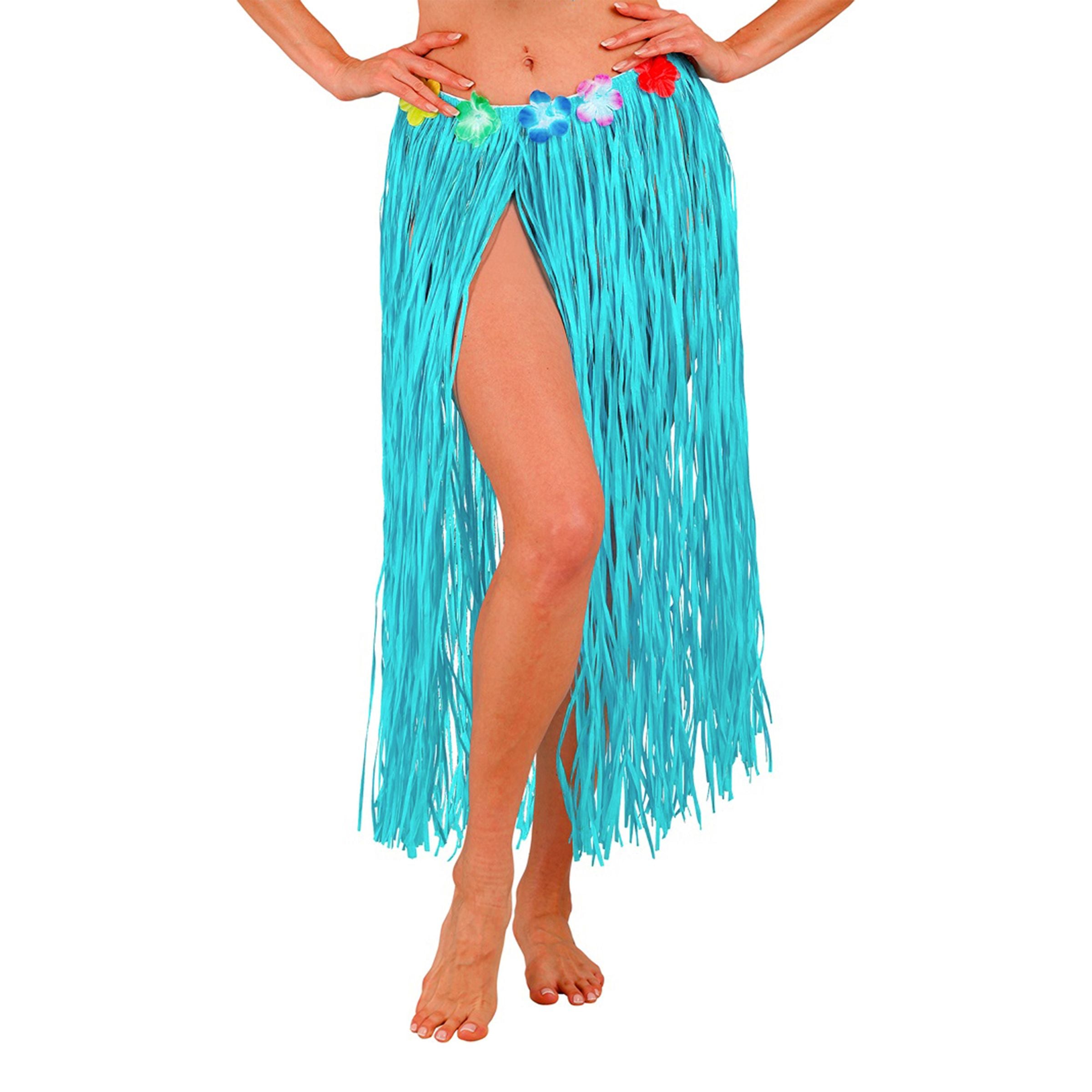 Bild föreställande produkten Hawaiikjol med Blommor Blå – One size