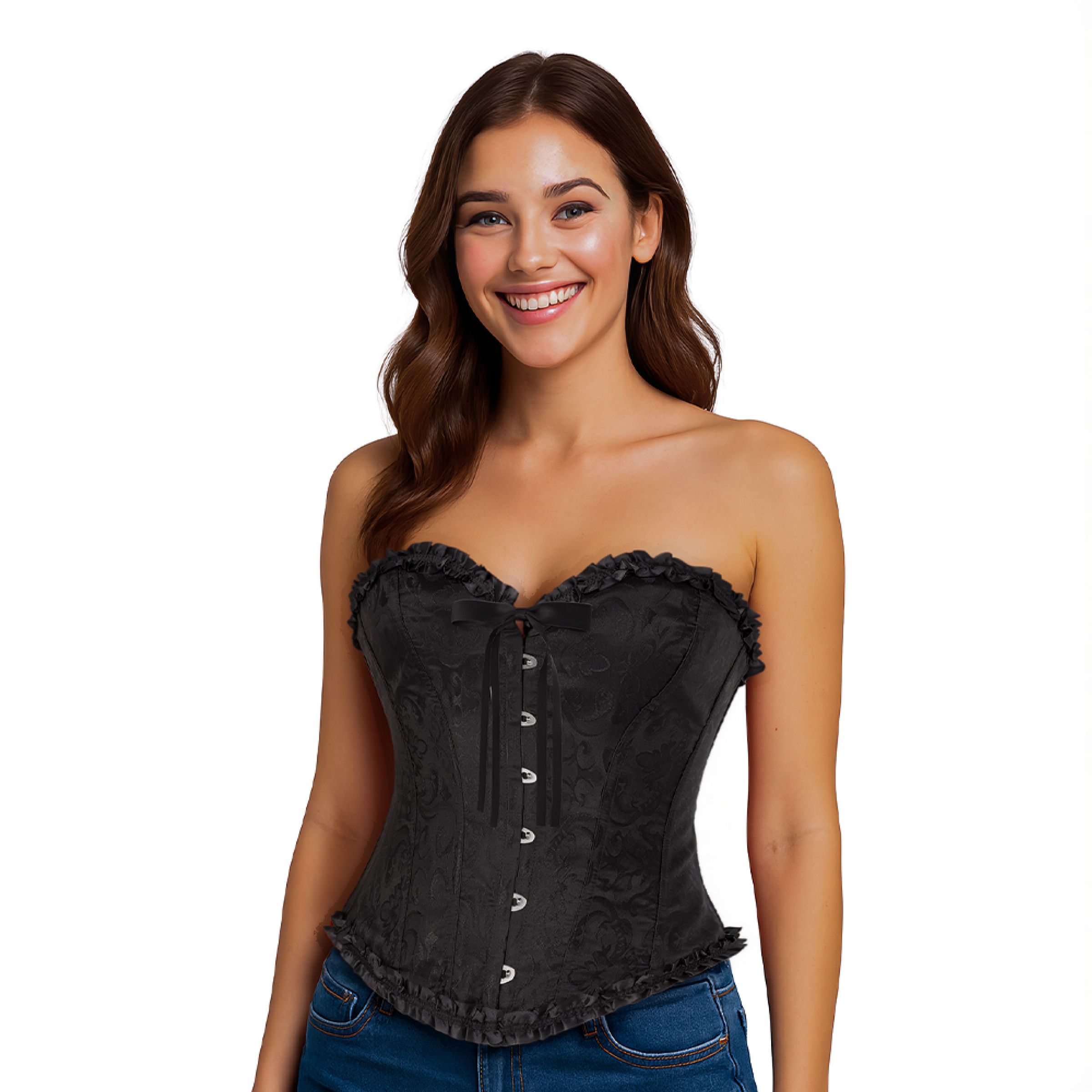 Bild föreställande produkten Korsett Svart med Volanger – Large