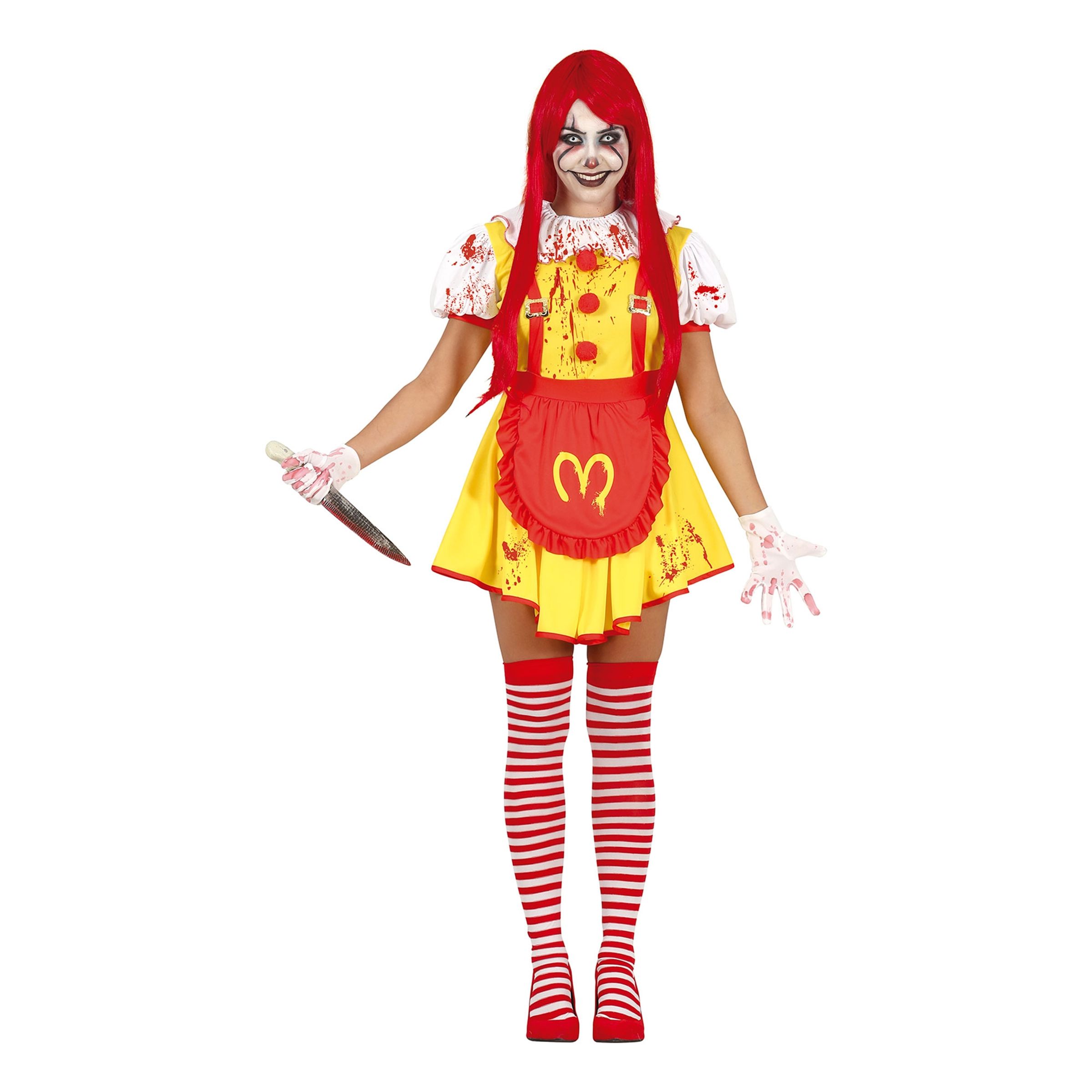 Bild föreställande produkten Läskig Snabbmatsclown Klänning Maskeraddräkt – Medium