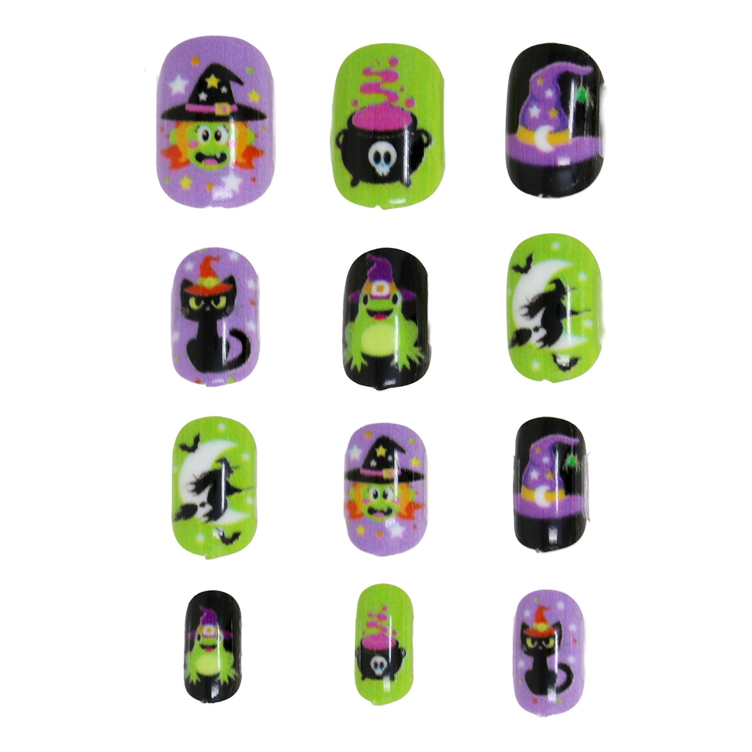 Bild föreställande produkten Lösnaglar Häxa Halloween för Barn – 12-pack