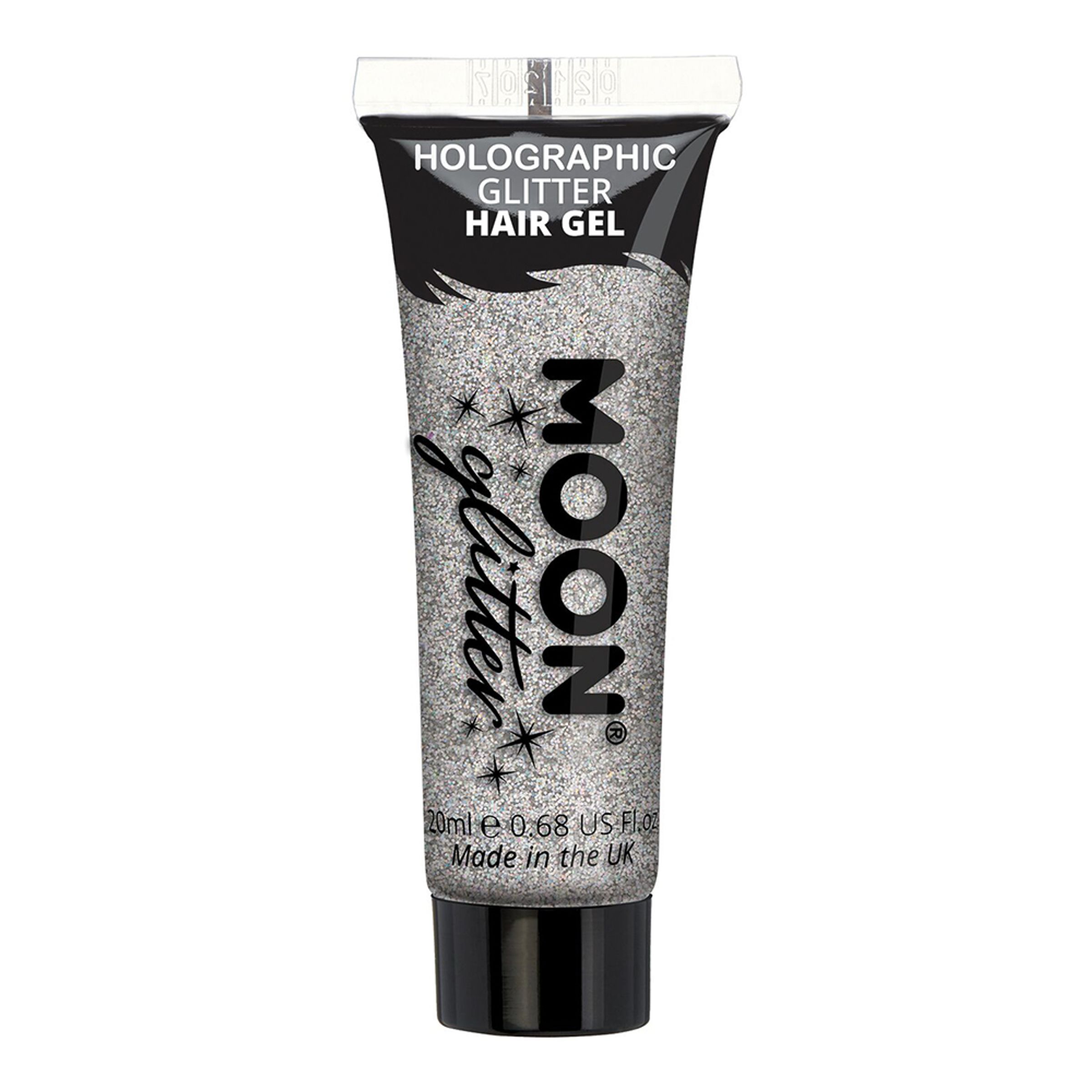 Bild föreställande produkten Moon Creations Holographic Glitter Hair Gel – Silver