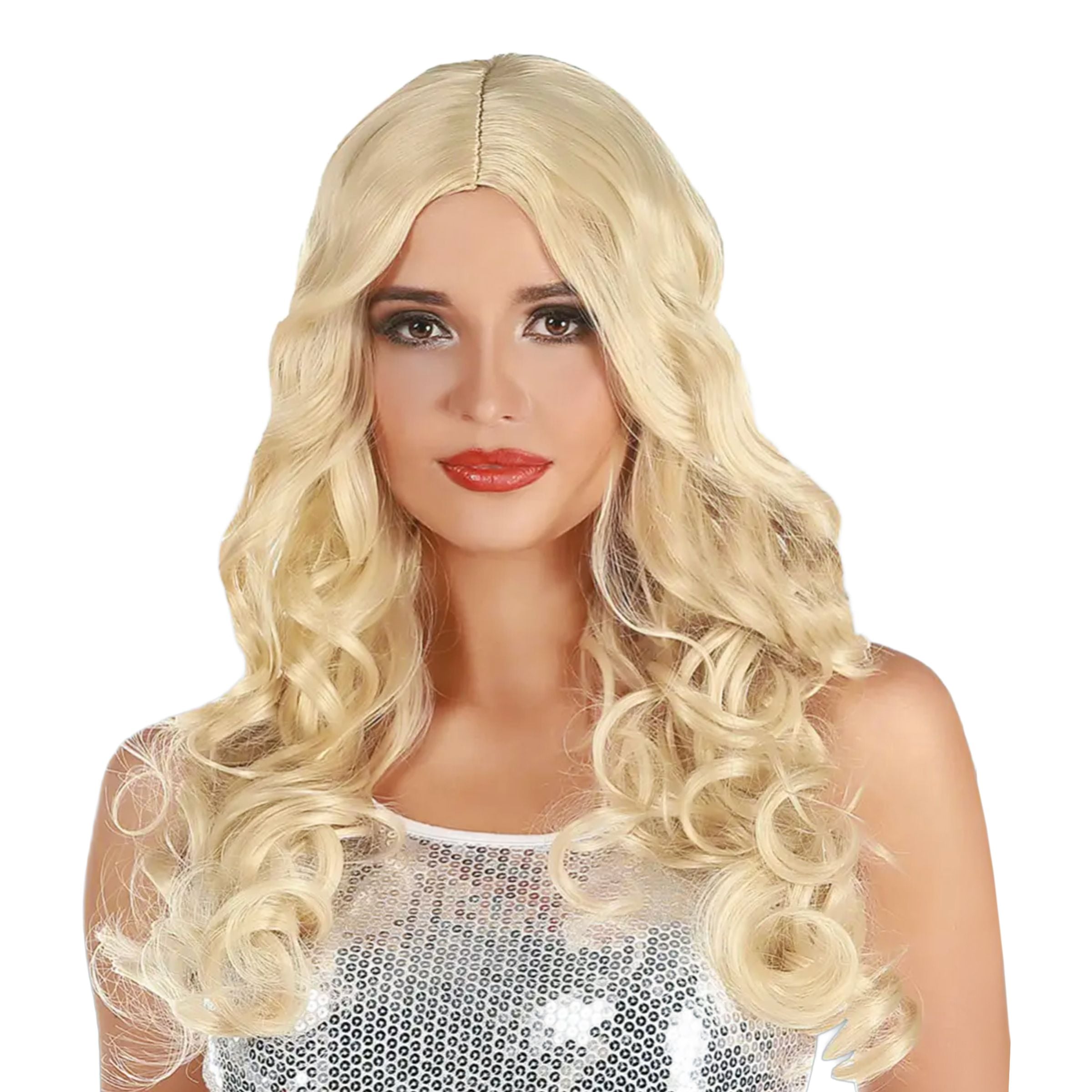 Bild föreställande produkten Naturliga Lockar Blond Lång Peruk – One size