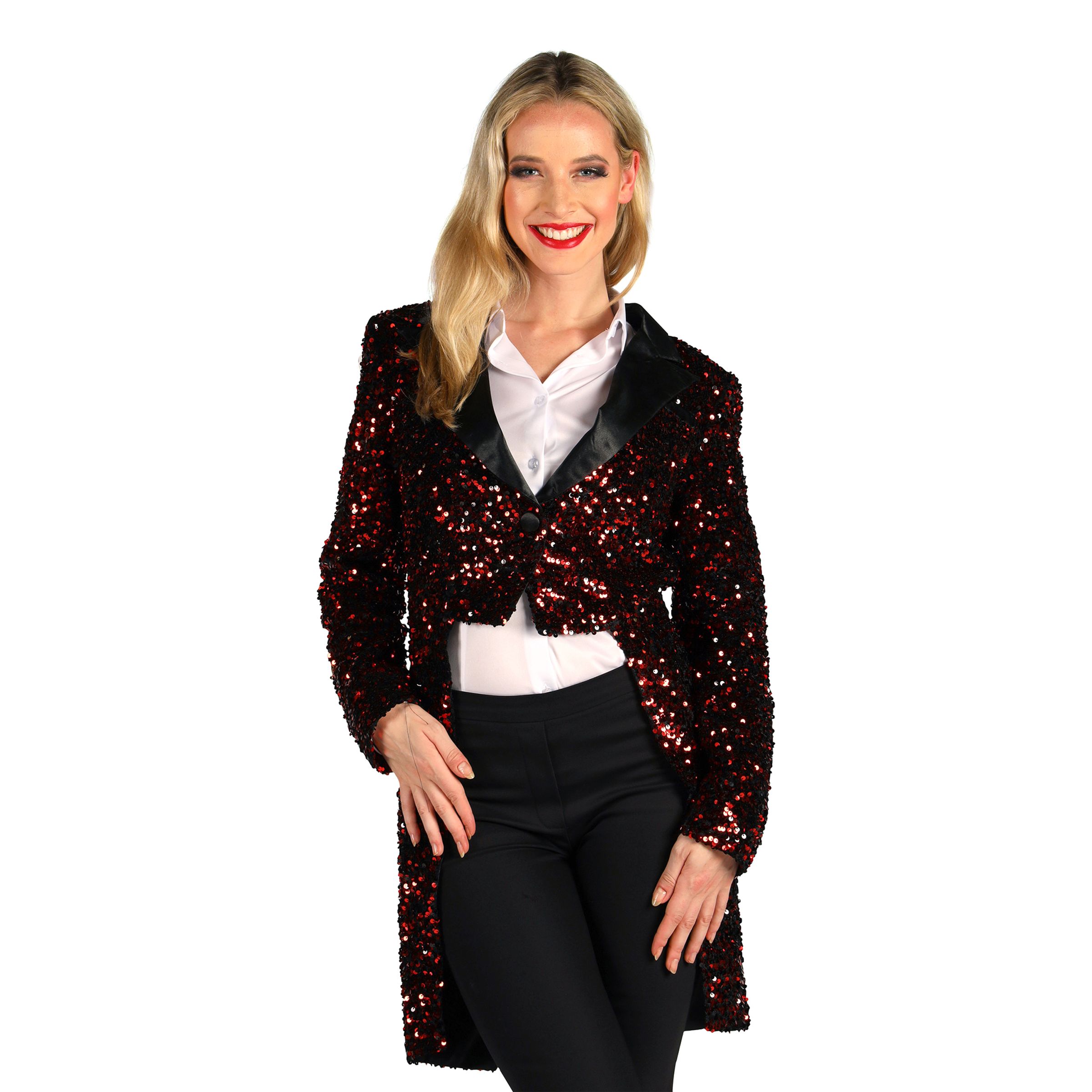 Bild föreställande produkten Paljettfrack Dam Svart/Röd Deluxe – X-Small