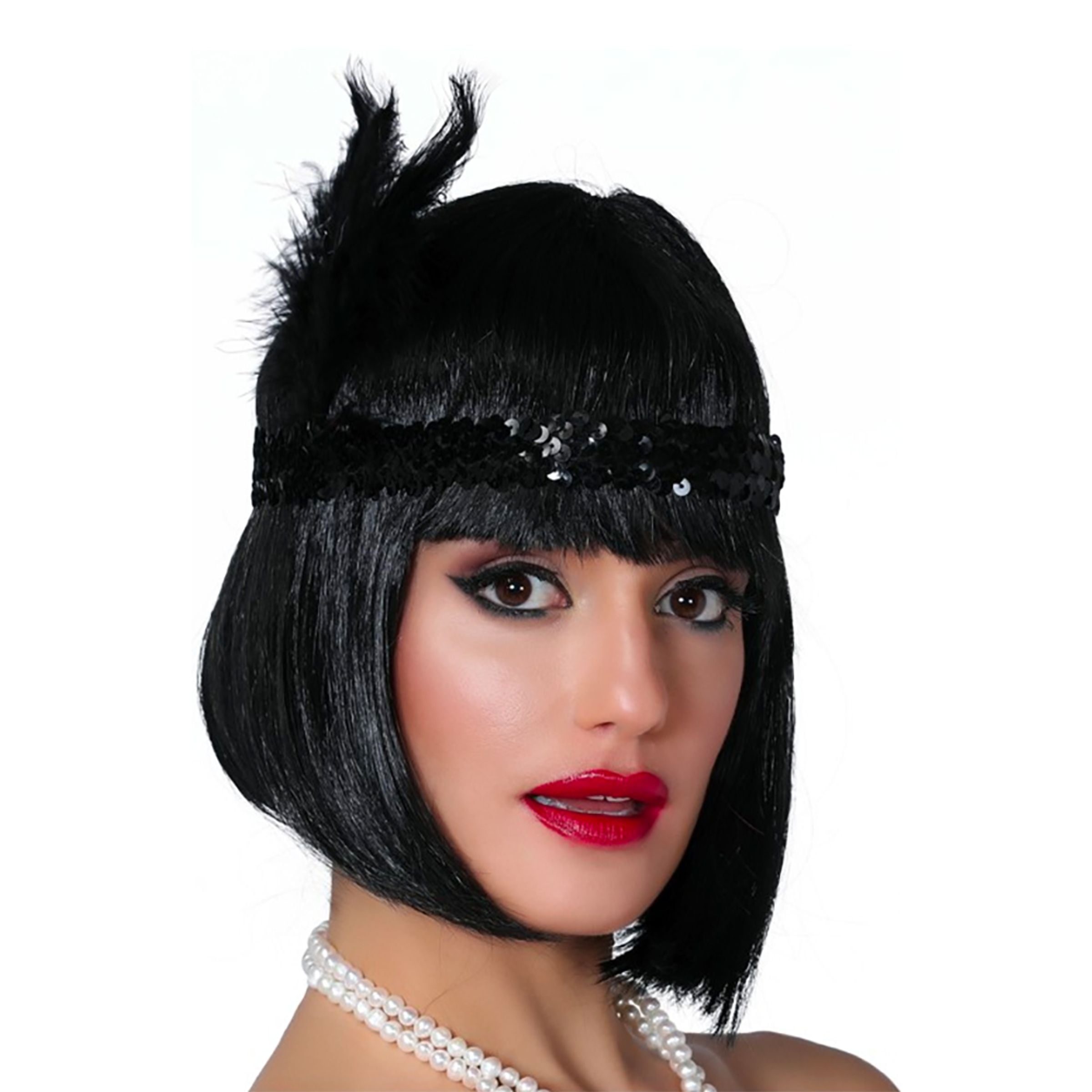 Bild föreställande produkten Paljetthårband med Fjäder