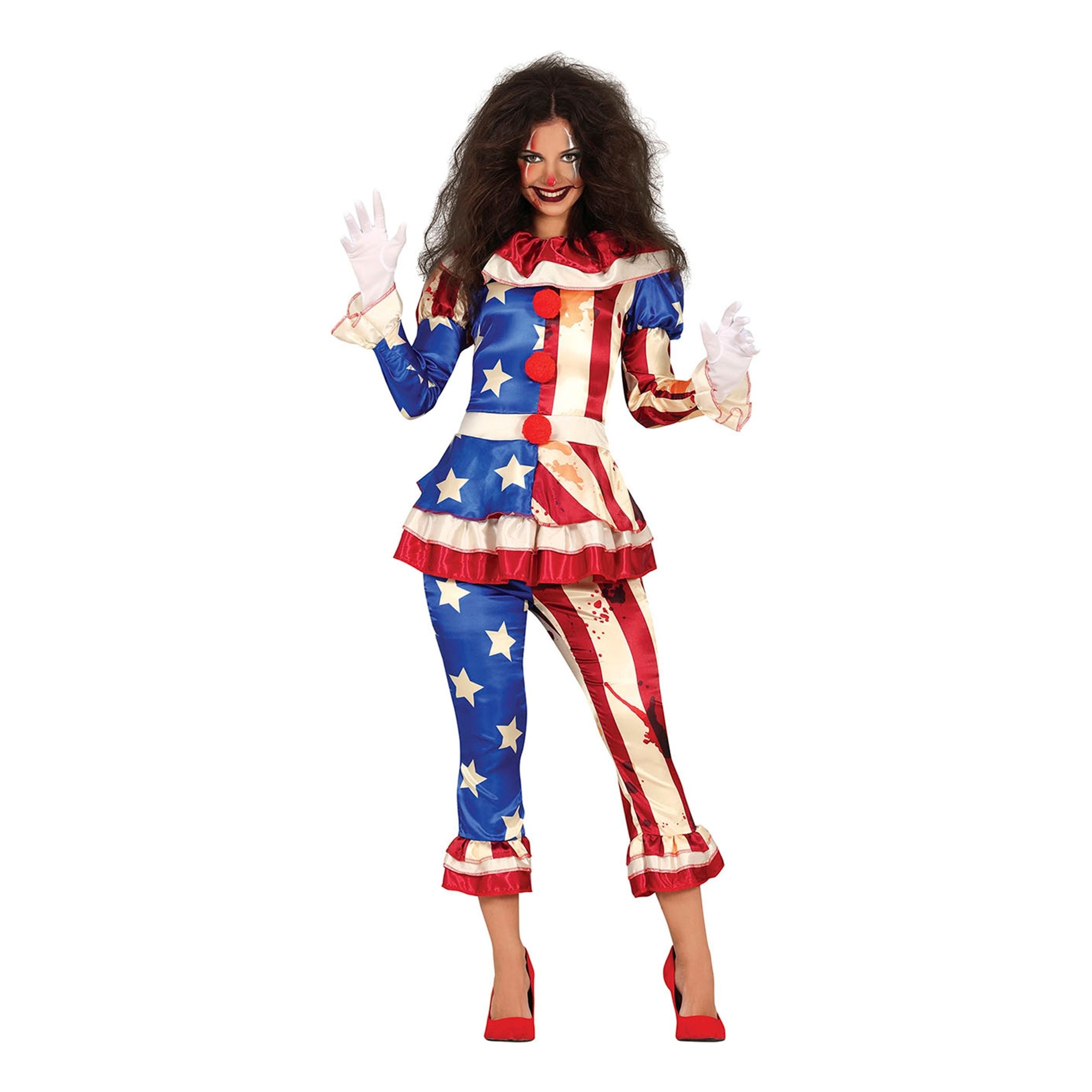 Bild föreställande produkten Patriotisk Clown Dam Maskeraddräkt – Medium