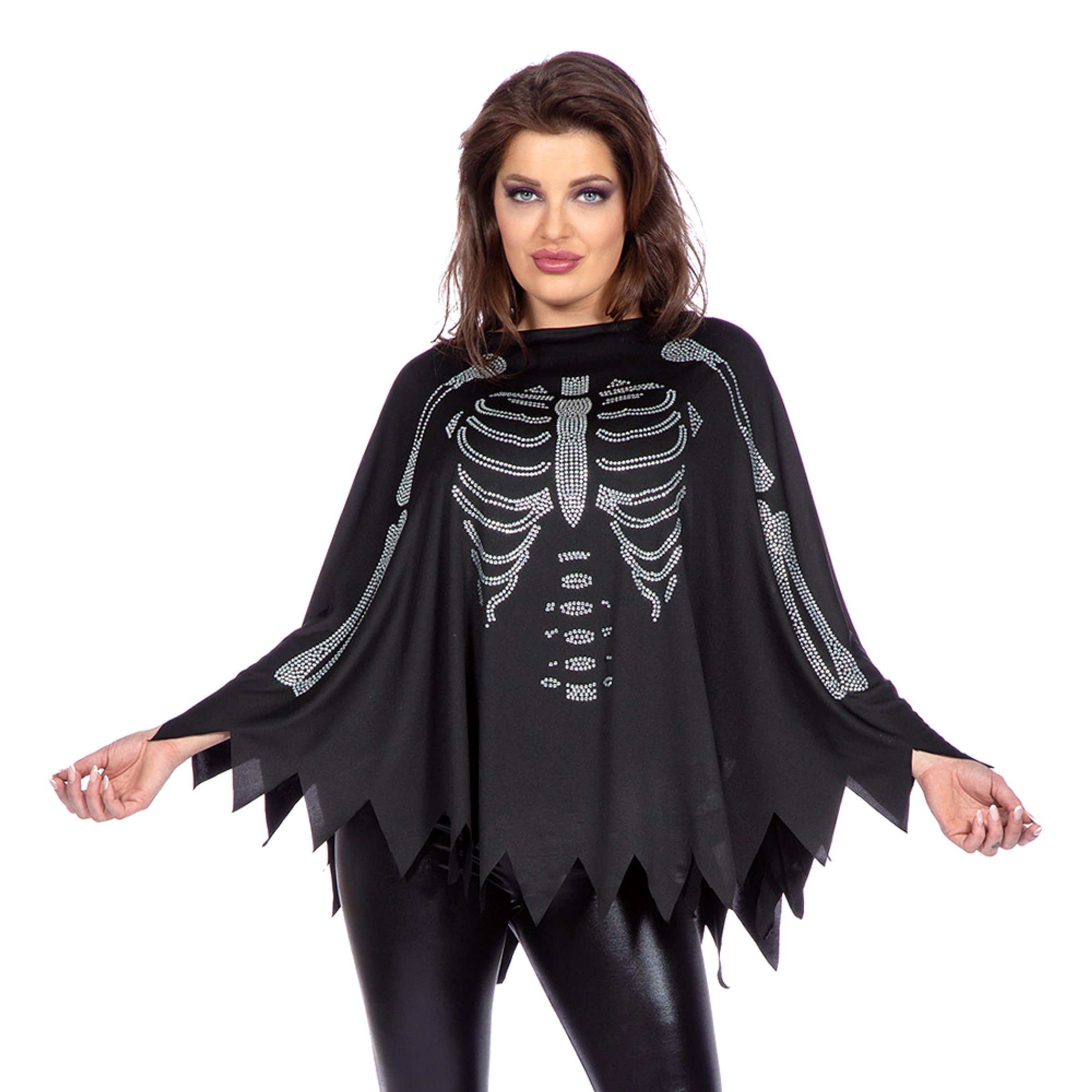 Bild föreställande produkten Poncho Skelett med Glitter – One size