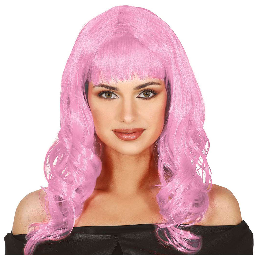 Bild föreställande produkten Rosa Peruk med Lockar & Lugg