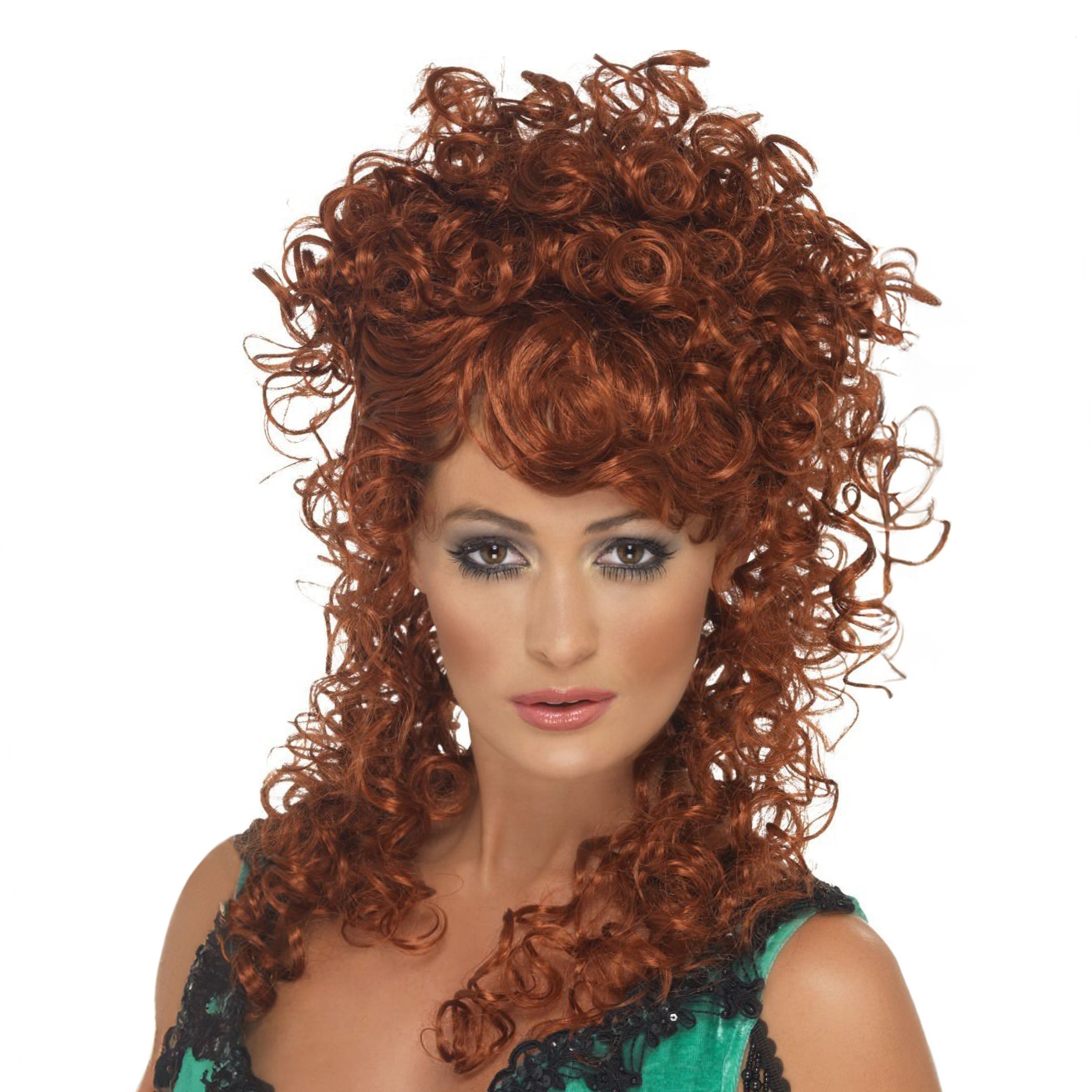 Bild föreställande produkten Saloon Girl Röd Lockig Peruk – One size