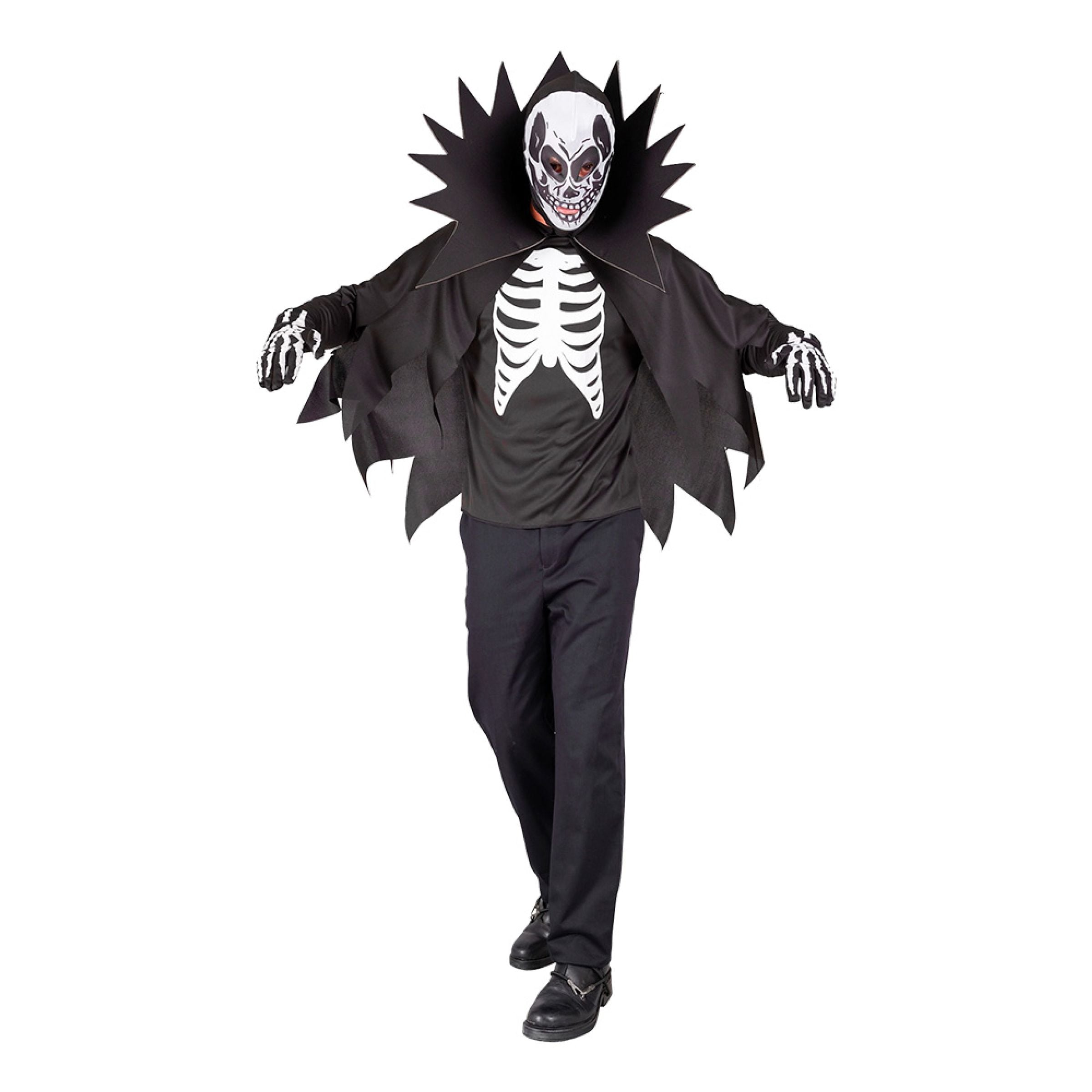 Bild föreställande produkten Skelett med Cape Maskeraddräkt – Small