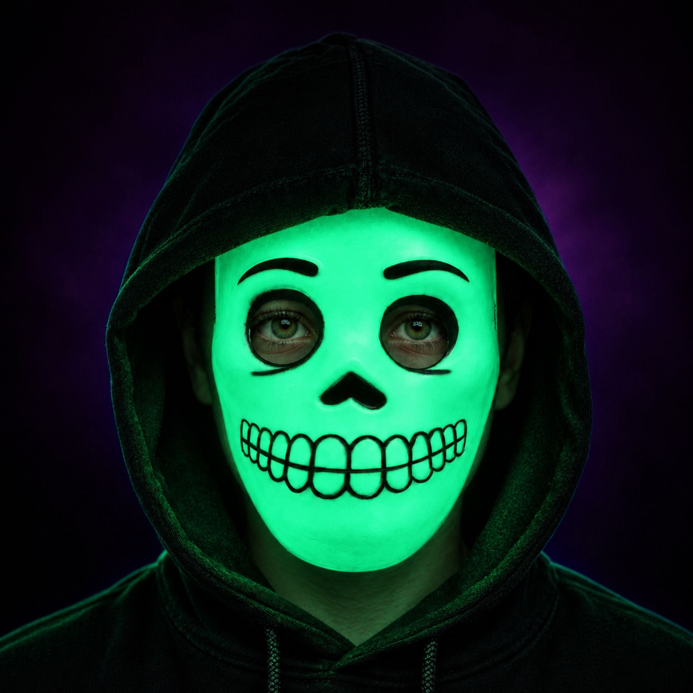 Bild föreställande produkten Skelettmask Glow in the Dark för Barn – One size