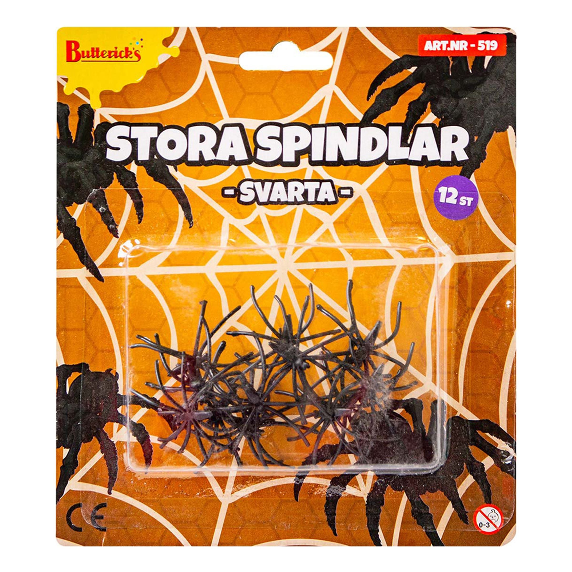 Bild föreställande produkten Stora Svarta Spindlar – 12-pack