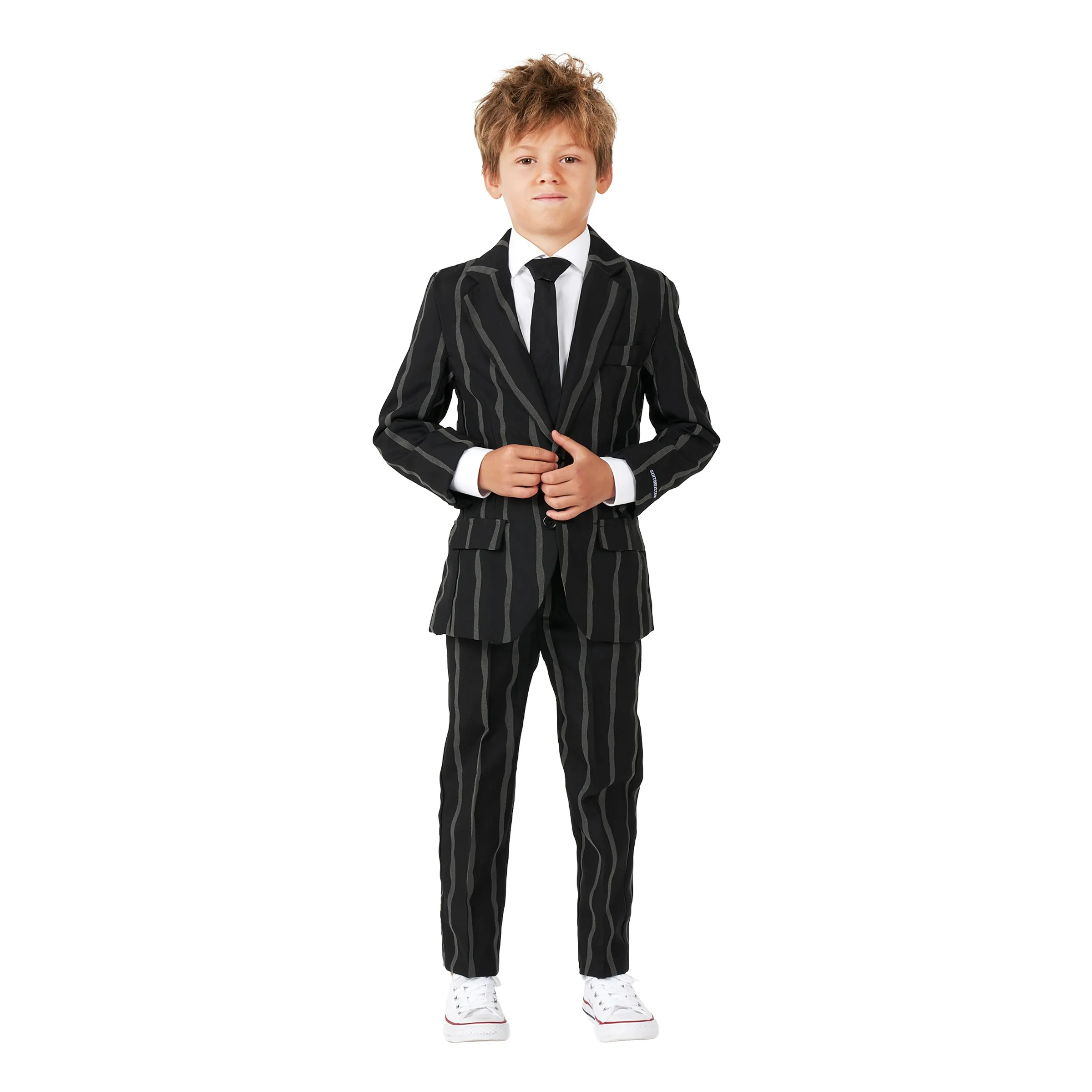 Bild föreställande produkten Suitmeister Boys Glow Pinstripe Svart Kostym – Medium