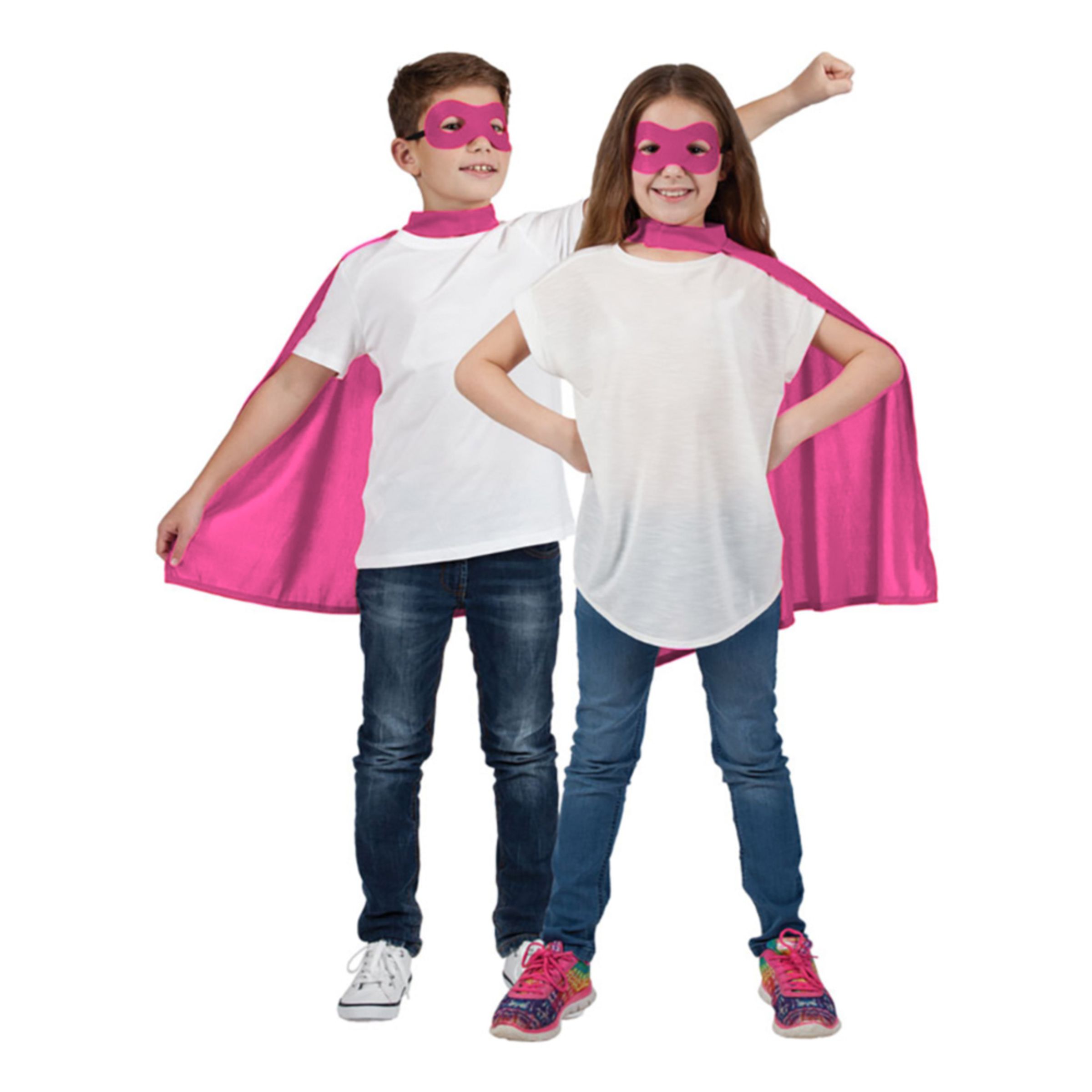 Bild föreställande produkten Superhjälte Cape med Mask Rosa Barn – One size