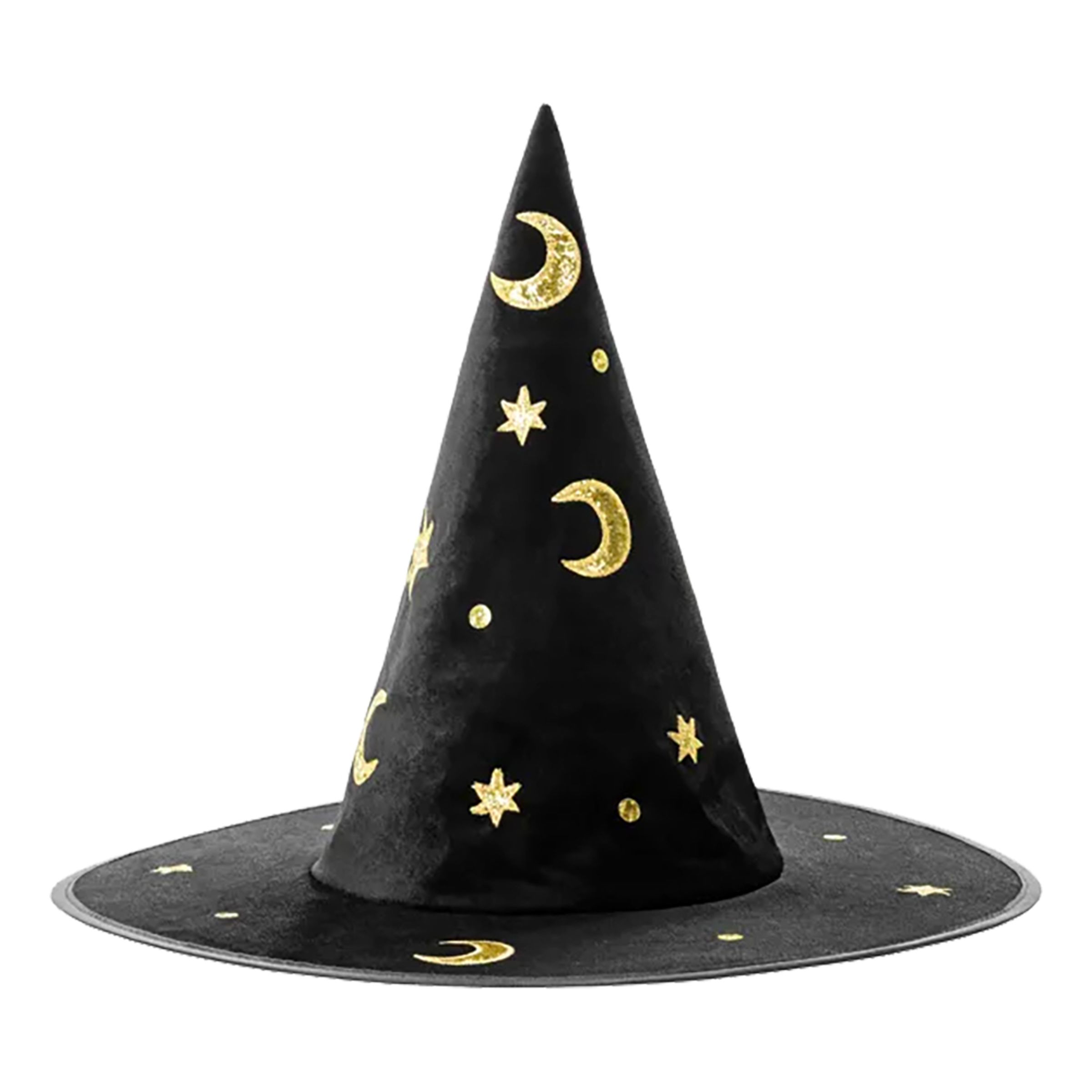 Bild föreställande produkten Svart Häxhatt med Stjärnor Barn – One size