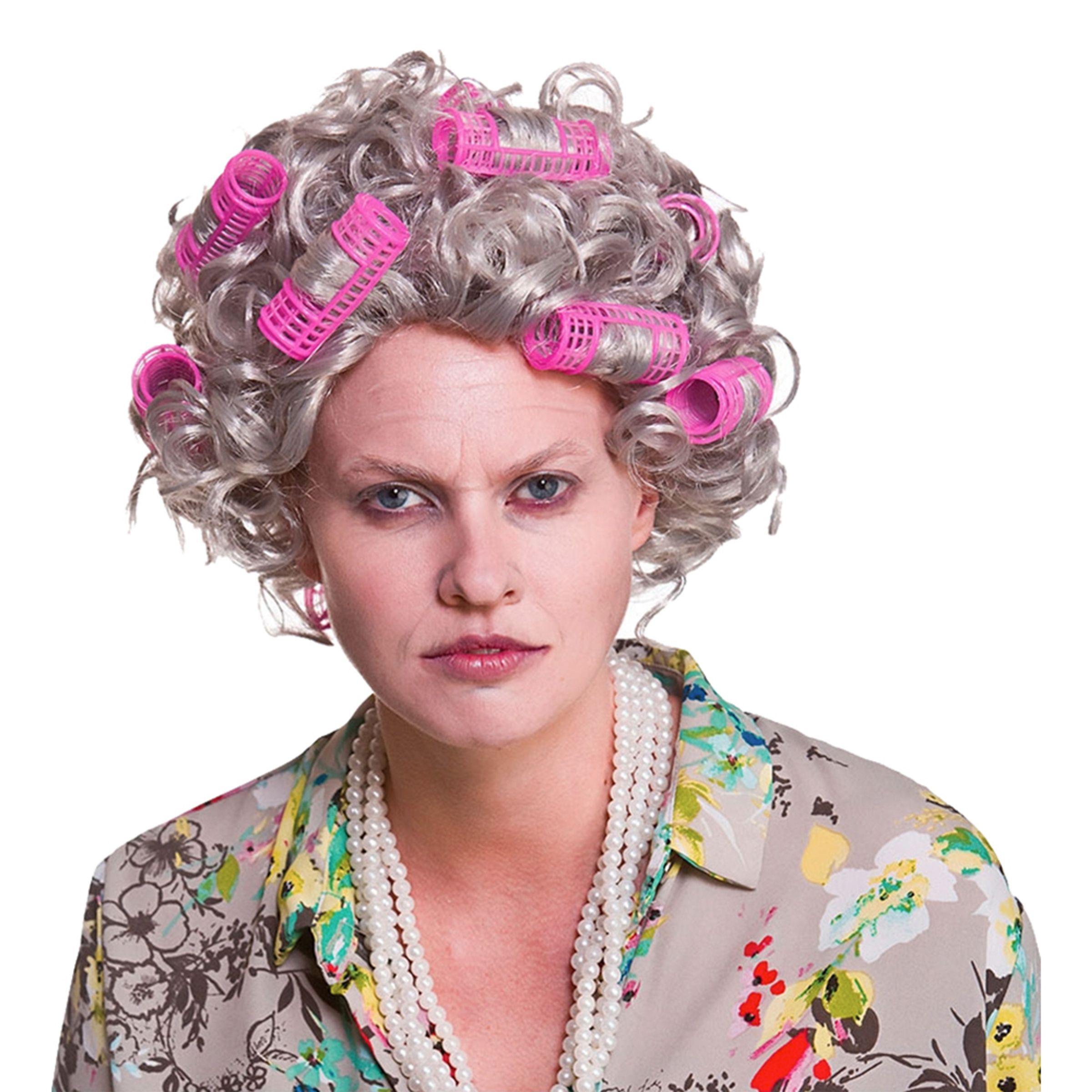 Bild föreställande produkten Tant Peruk med Hårrullar – One size