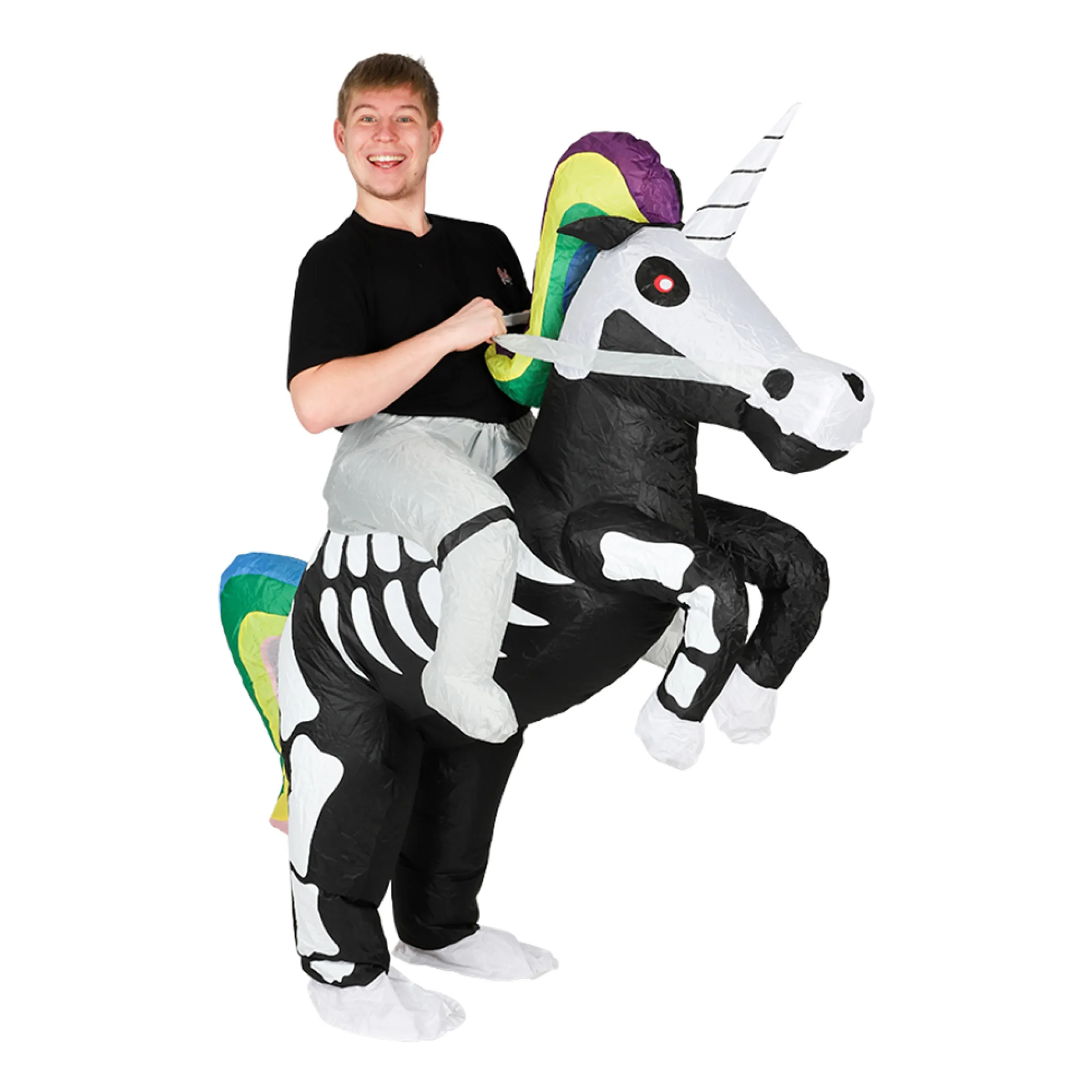 Bild föreställande produkten Uppblåsbar Ridande Unicorn Skelett Maskeraddräkt – One size