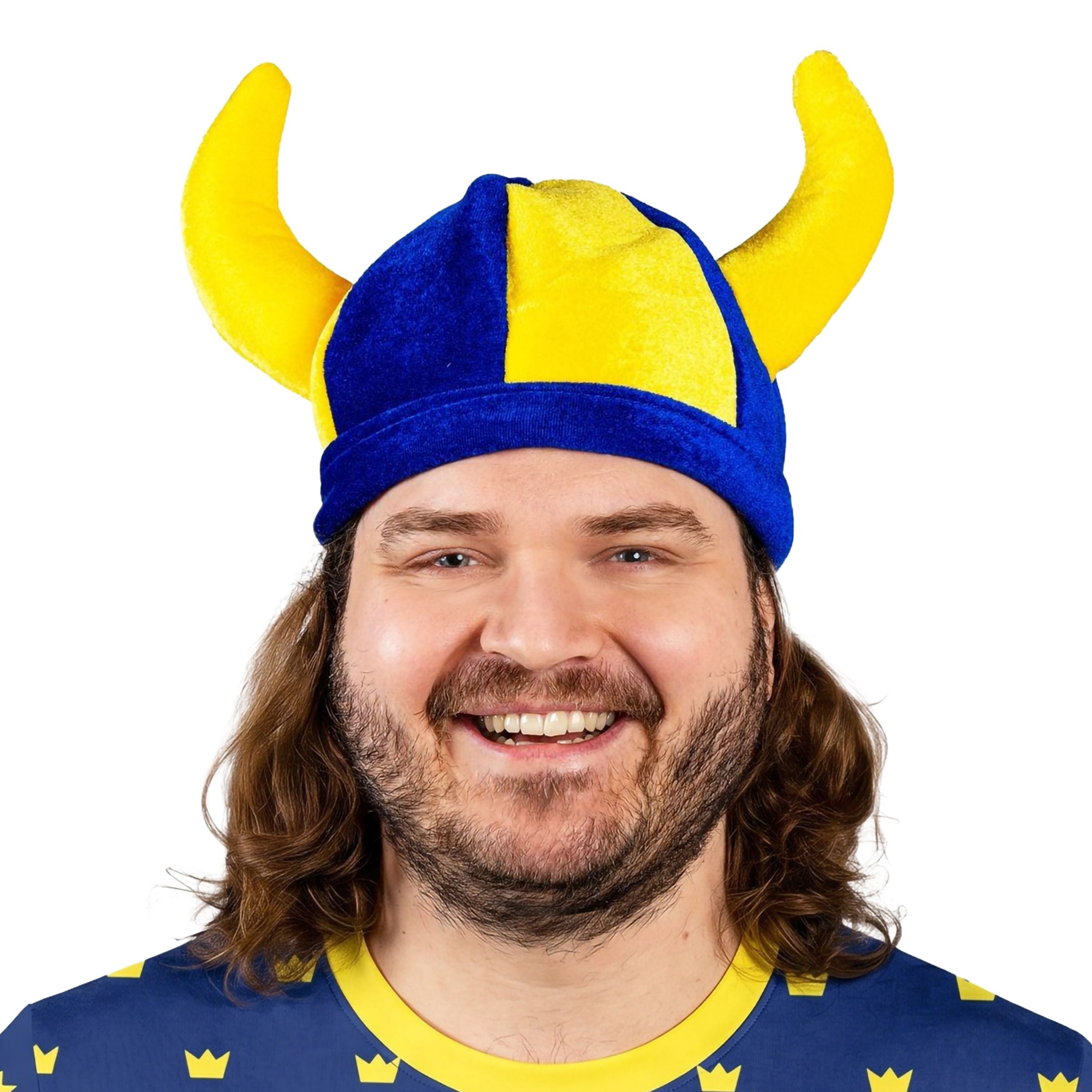 Bild föreställande produkten Vikingahjälm Blå/Gul – One size