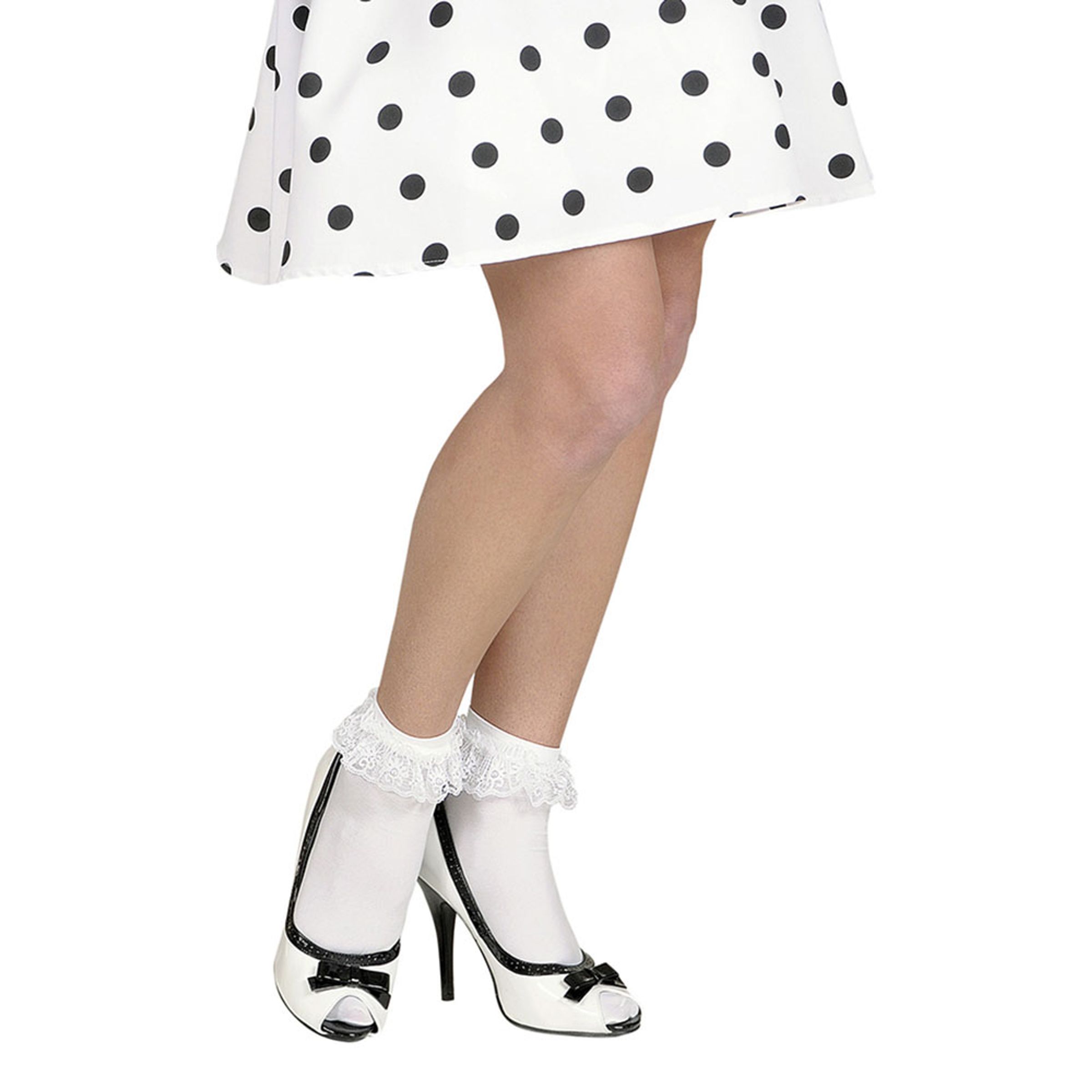 Bild föreställande produkten Vita Strumpor med Spetsband – One size